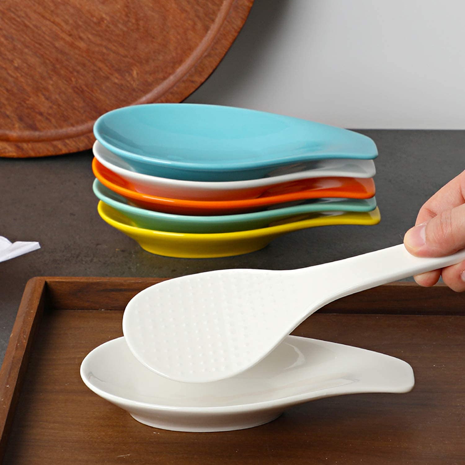 2-Pack White Ceramic Rice Paddle & Serving Spoon - Durable Kitchen Utensil for Rice, Sushi & Stir-Fry - Perfect for Asian Cooking, Meal Prep & Everyday Use