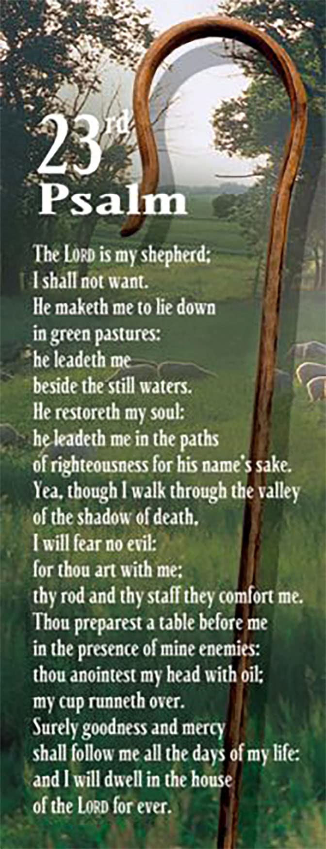 Inspirational Christian Bookmarks - Shepherd's Staff & 23rd Psalm Bible Scripture Bookmarks for Teens, Men & Women (6.5