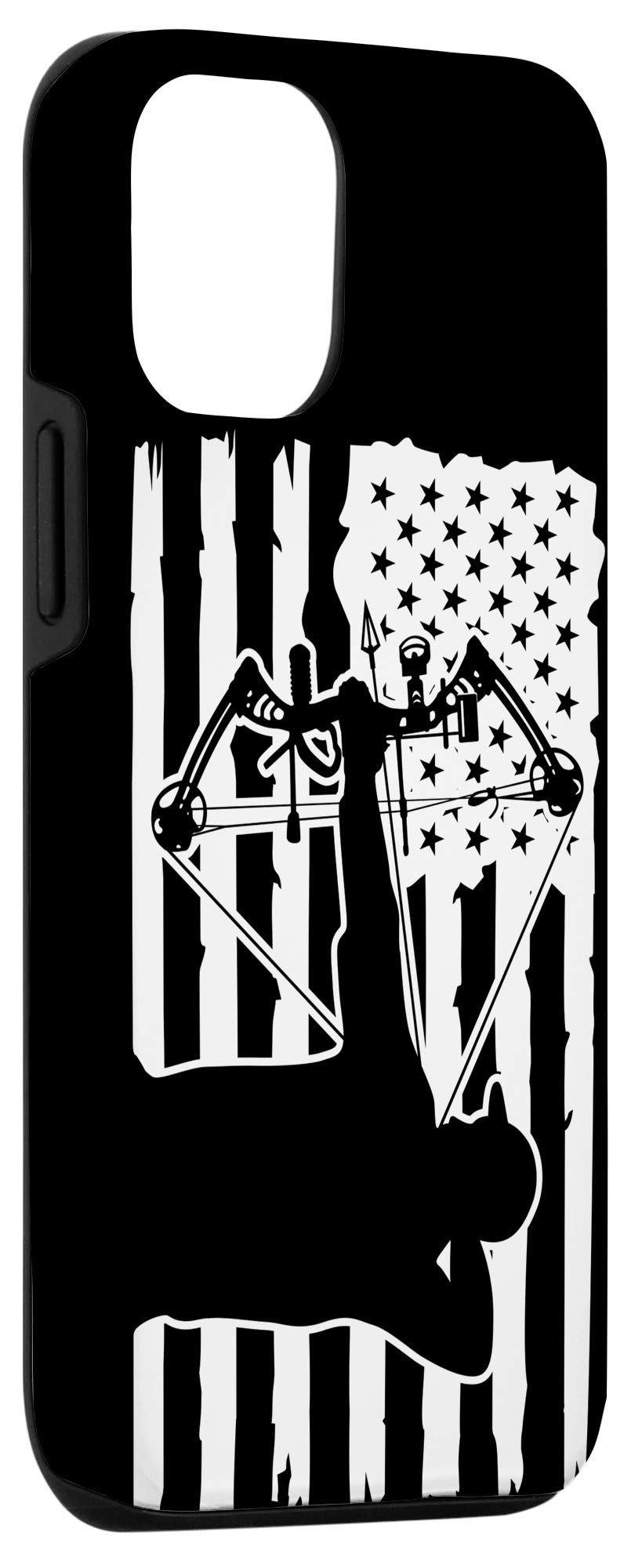 iPhone 12/12 Pro Case - Black American Flag Design for Bow Archery & Hunting Enthusiasts | Perfect Gift for Outdoor Lovers & Patriotic Americans