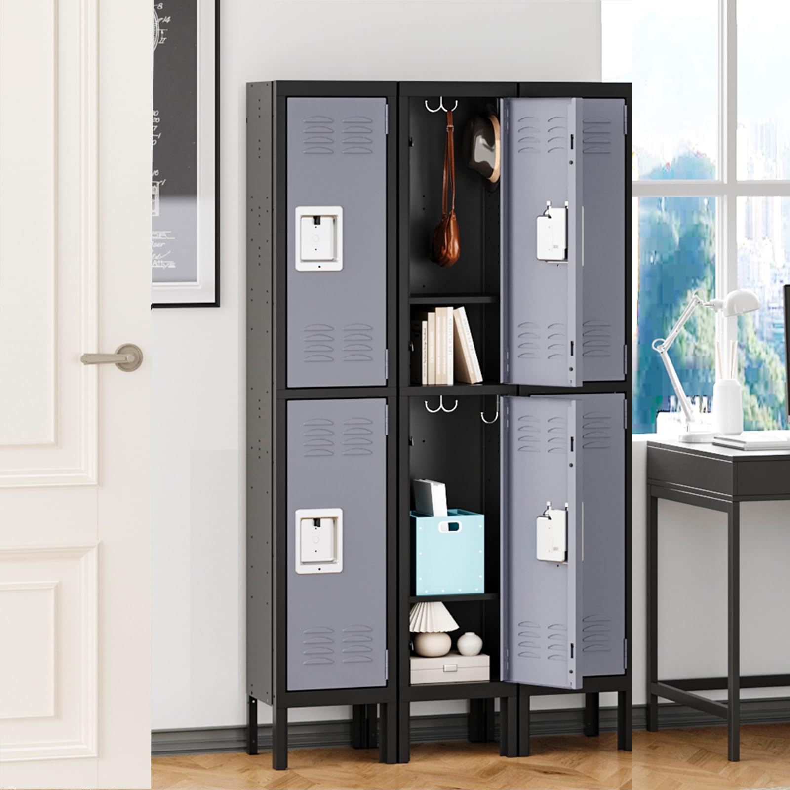 Heavy Duty 2-Door Steel Locker for Office, School & Gym - Secure Metal Storage Cabinet for Employees - Perfect for Home, Office, School & Gym Organization