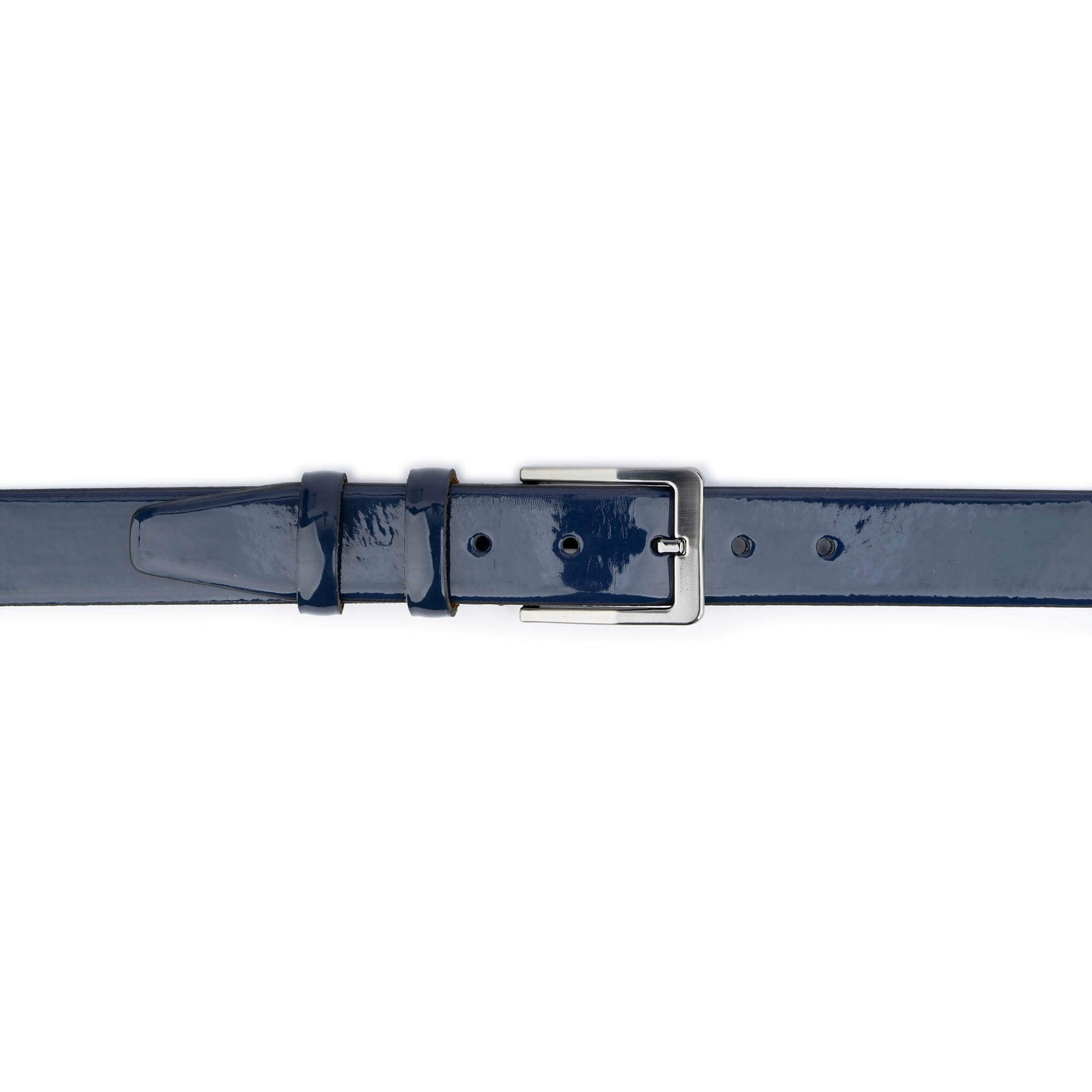 Premium Men's Blue Patent Leather Dress Belt - 3.5 cm Width for Formal Wear & Business Attire | Stylish Accessory for Office, Weddings & Special Occasions