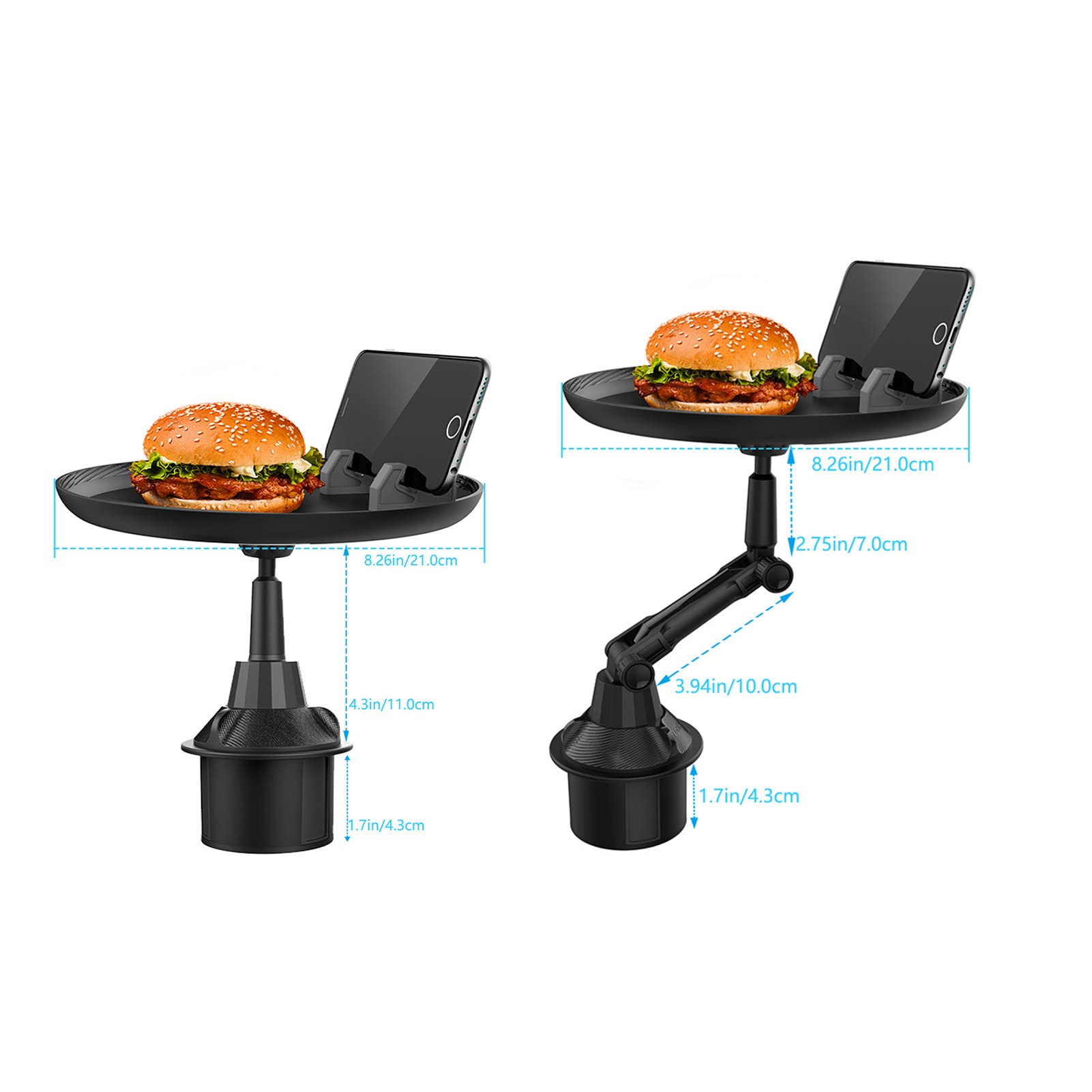 Adjustable Car Tray Stand - Portable Multifunctional Cup Holder & Food Table for Phone, Snacks, Drinks - Perfect for Road Trips, Commuting & Eating On-The-Go