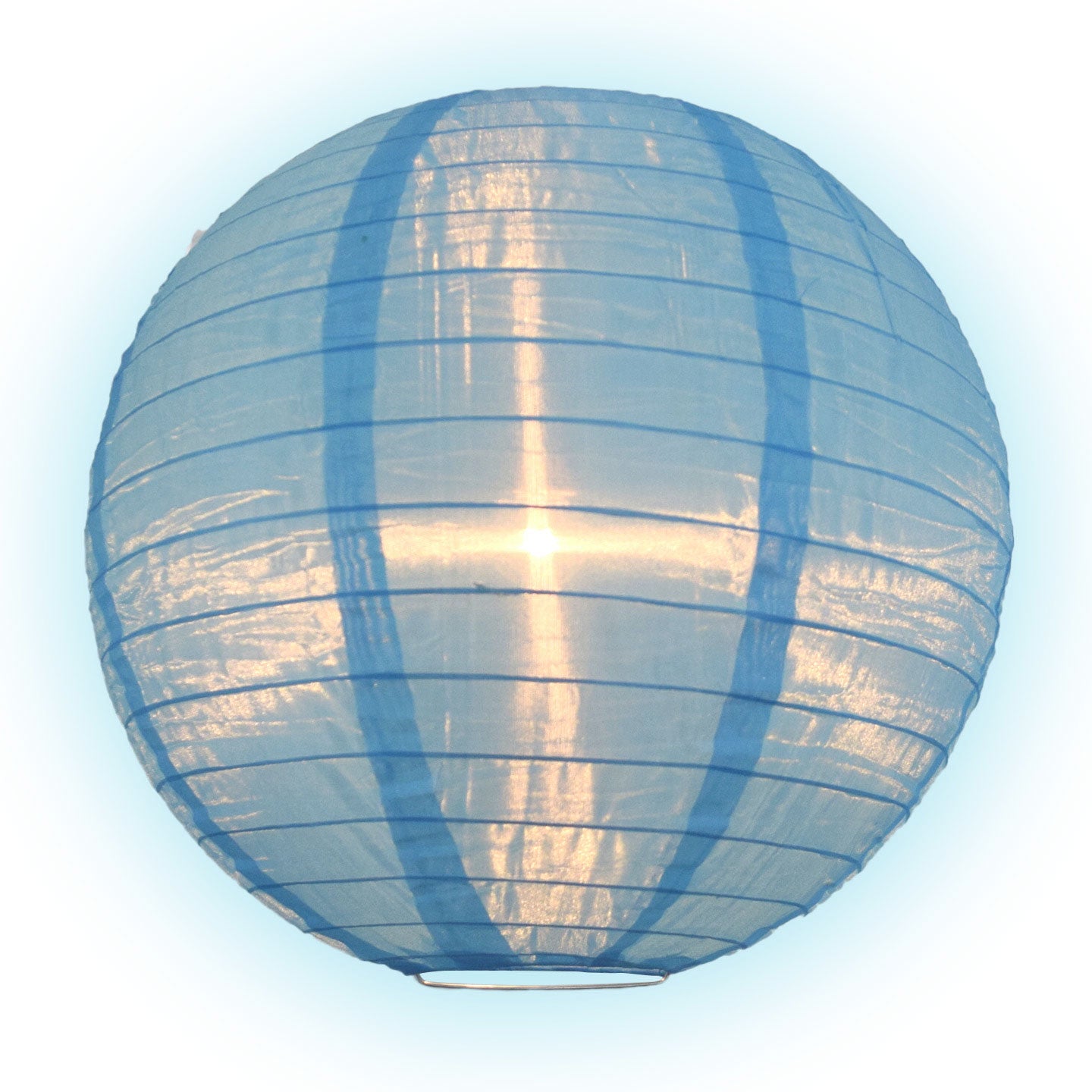 4 Inch Baby Blue Round Shimmering Nylon Lanterns - 10 Pack Hanging Decor with Even Ribbing | Perfect for Wedding, Baby Shower & Party Decorations (String Lights Sold Separately)