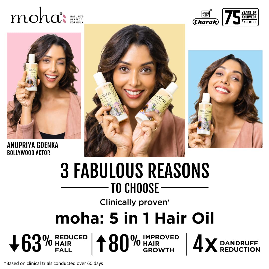 Premium 5-in-1 Hair Growth Oil with Coconut, Almond, Jojoba, Rosemary & Wheatgerm Oils - Natural Treatment for Hair Fall Reduction & Scalp Care - 200ml (Pack of 2) - Ideal for Daily Hair Nourishment & Styling