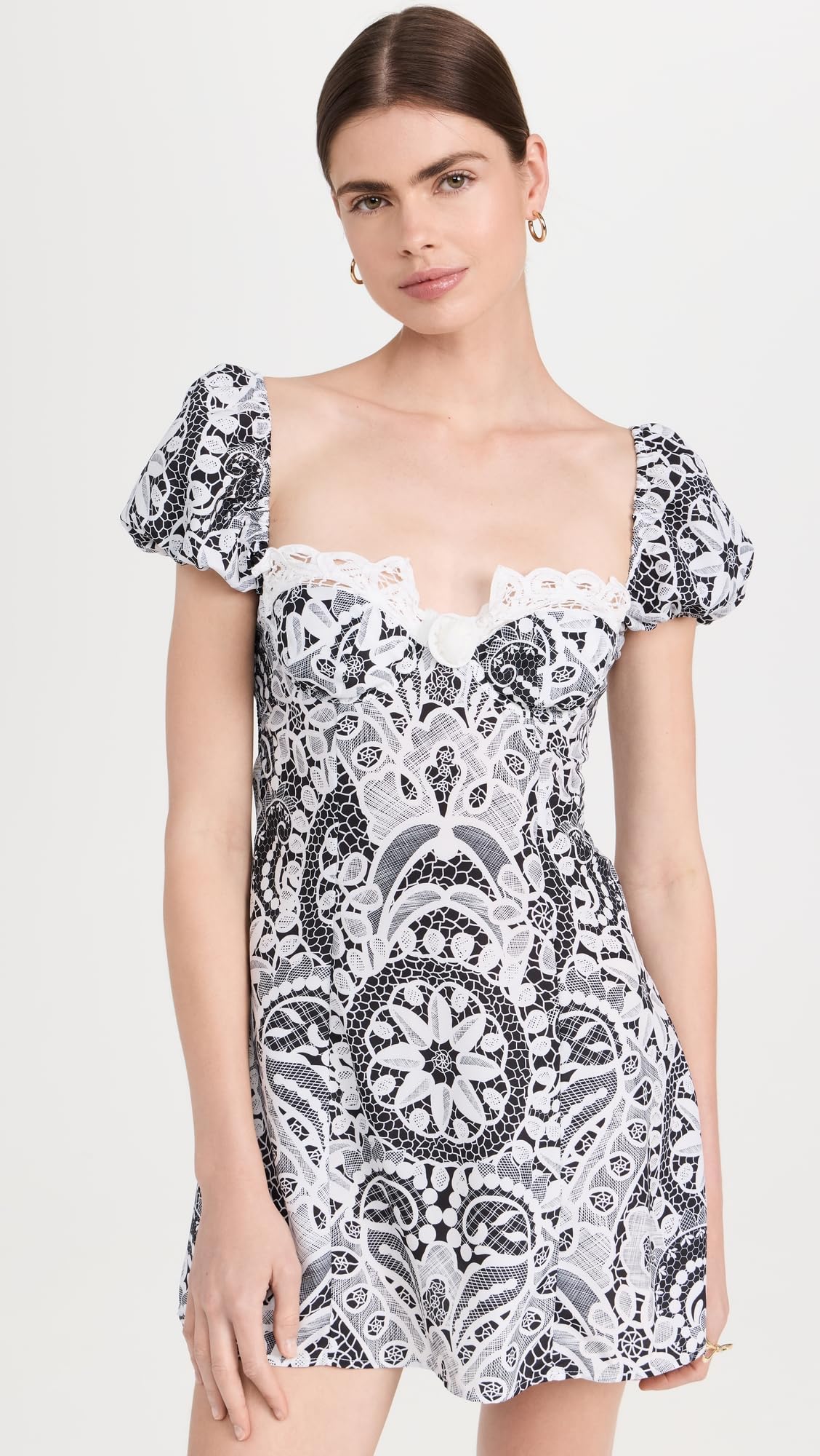For Love & Lemons Women's Taylor Mini Dress - Floral Lace Short Dress for Summer, Party, Date Night & Special Occasions