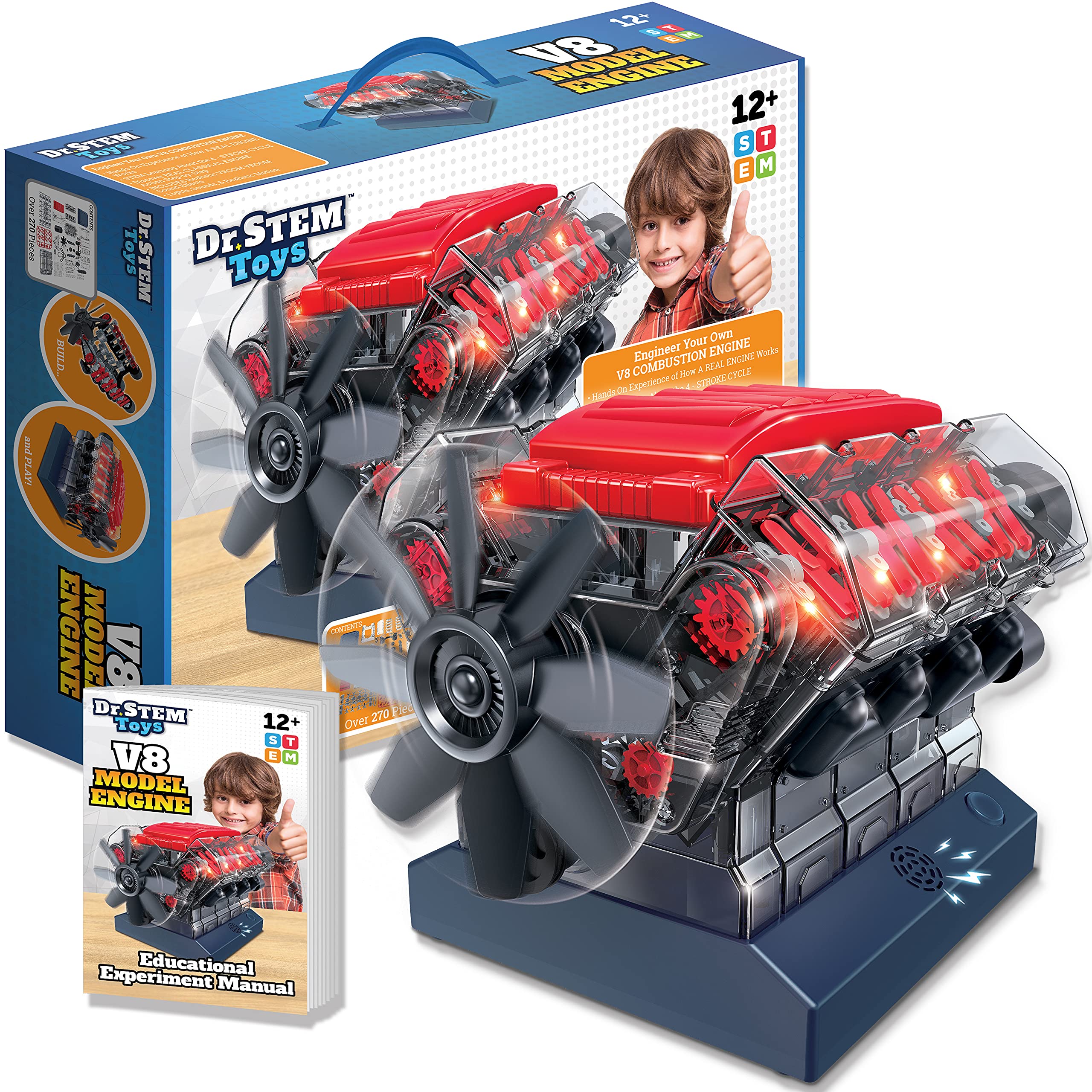 Dr. STEM Toys V8 Model Engine Kit - DIY Educational Science Toy for Kids & Adults - Build Your Own Working V8 Engine - Perfect for STEM Learning, Science Projects & Car Enthusiasts