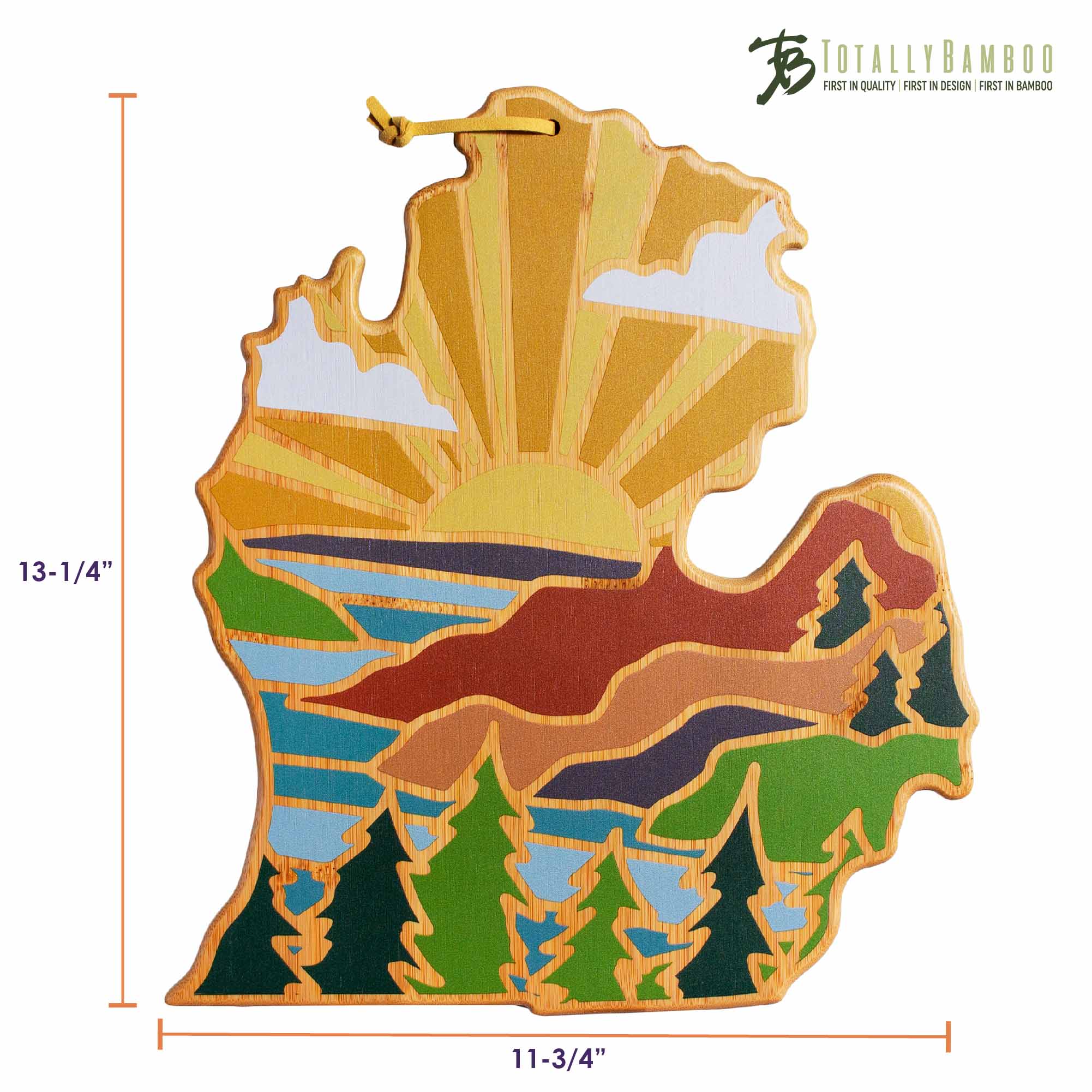 Michigan Mitten Shaped Wooden Cutting Board - Handcrafted Kitchen Decor with Summer Stokes Artwork - Perfect for Home Cooking, Gift Giving & Michigan-Themed Decor