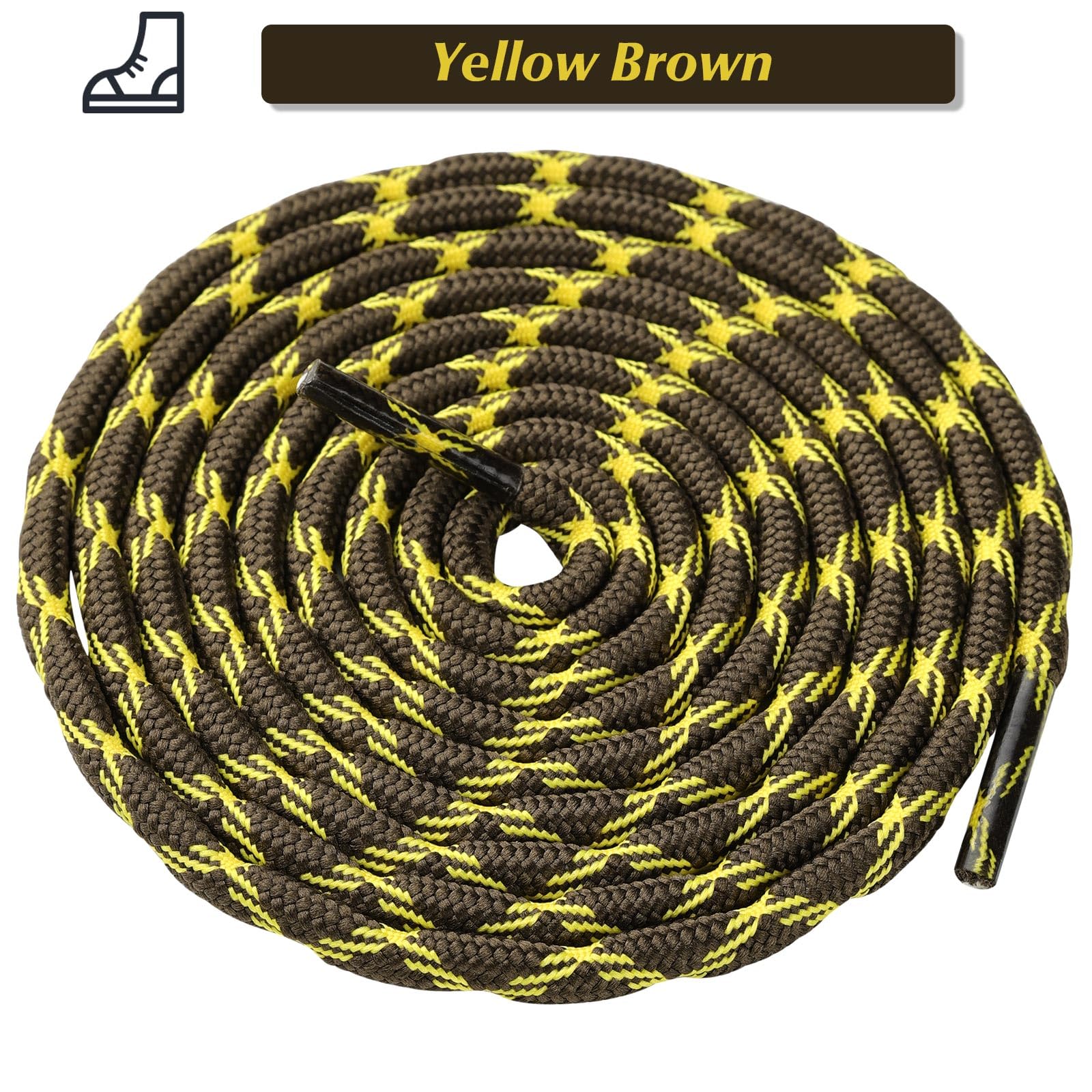 Stepace Wave Round Boot Laces - 2 Pairs Heavy Duty Shoelaces for Work Boots & Hiking Shoes | Durable & Non-Slip Design for Outdoor Activities, Construction & Daily Wear