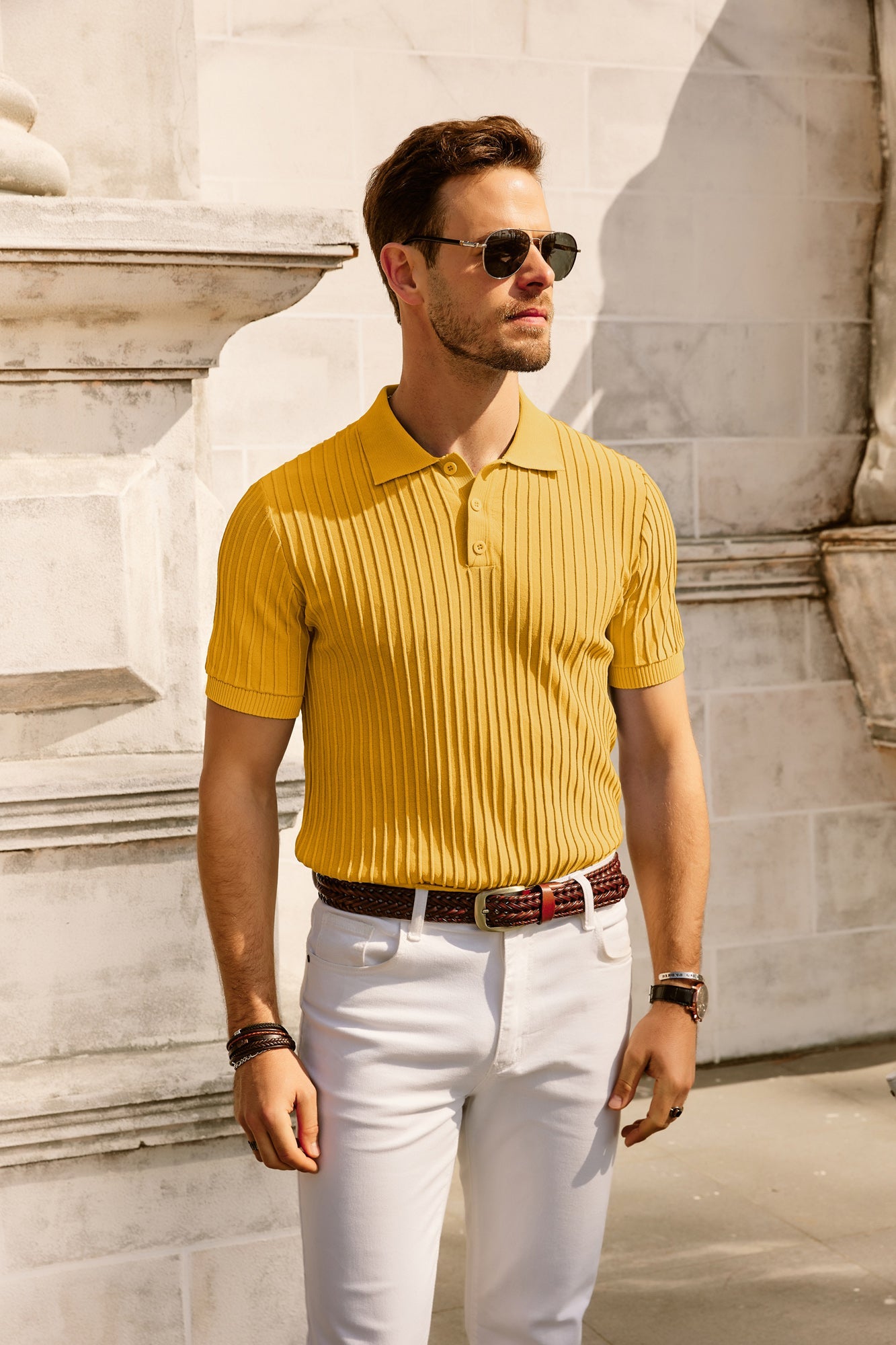 Paul Jones Men's Knit Polo Shirts - Short Sleeve Casual Golf Shirt, Breathable Regular Fit Pullover for Men - Perfect for Golf, Office & Summer Outings