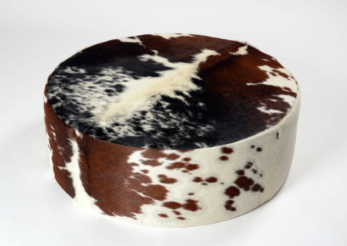Premium Cowhide Round Ottoman 35