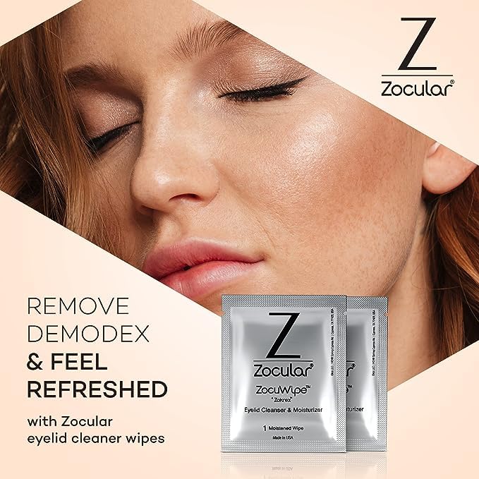 Zocuwipe Eyelid Cleansing Wipes with Okra Complex - Hypoallergenic Eyelid Cleanser & Moisturizer Pads (40 Count) + Zocular ZocuZap Facial Cleansing Wipes (30 Count) Bundle - Perfect for Sensitive Eyes, Makeup Removal & Daily Skincare Routine