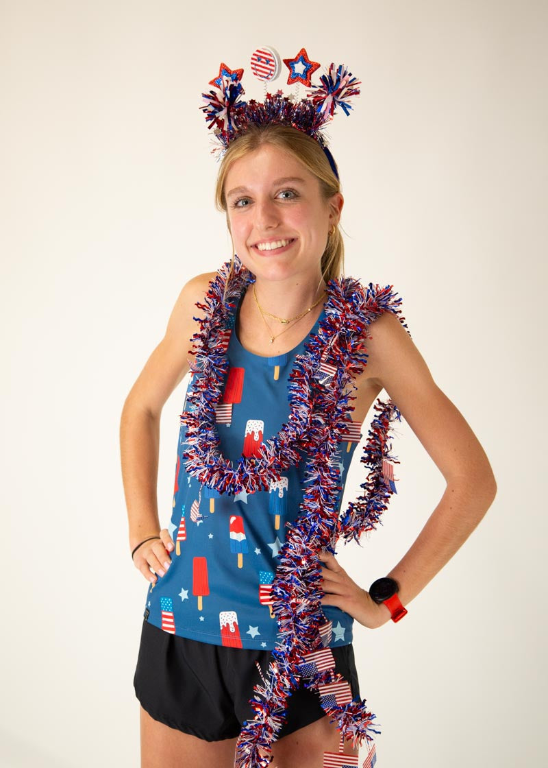 USA Women's Popsicles Performance Singlet - Breathable Workout Top for Running, Gym & Yoga | Comfortable & Stylish Activewear