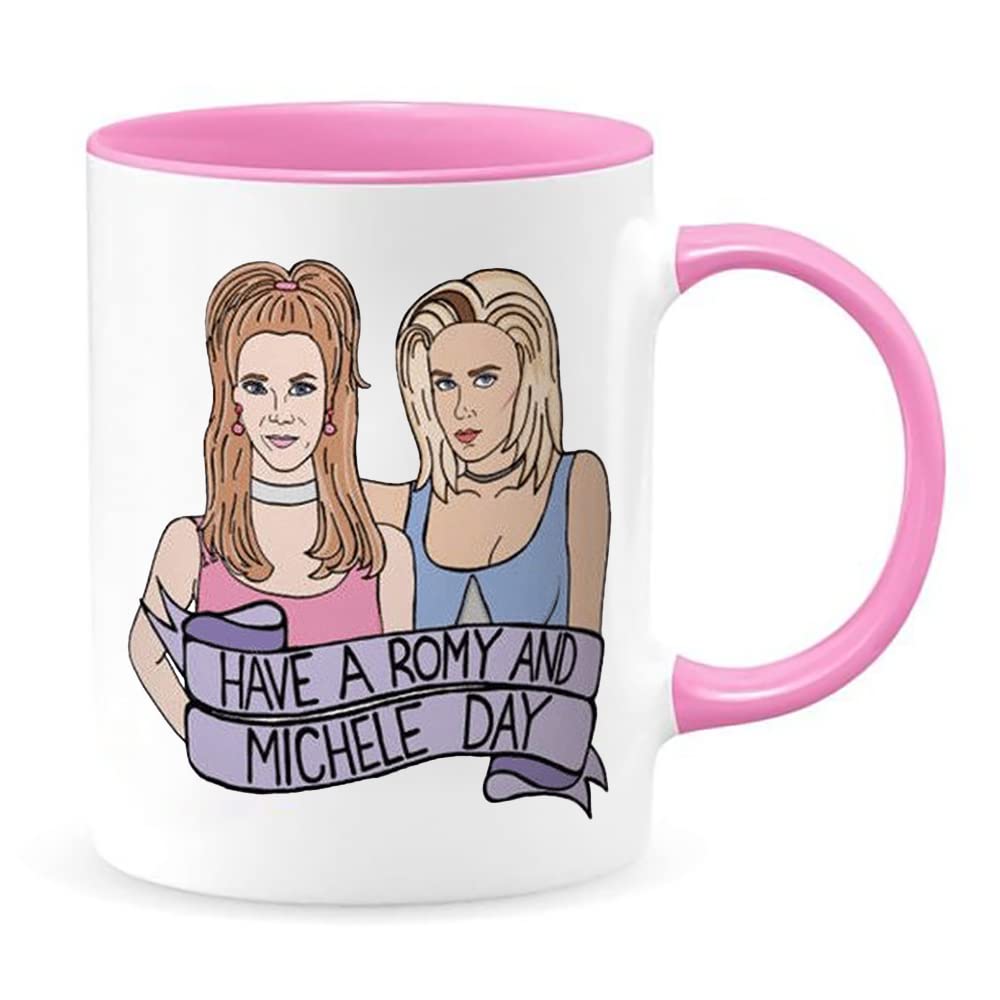 Fonhark - Romy and Michele's High School Reunion Coffee Mug - 11oz Novelty Cup with 'Have a Romy and Michele Day' & 'I'm the Mary' Quote - Perfect for 90s Movie Fans, Feminist Gifts, and Heathers or Mean Girls Lovers - Great for Office Use, Home Decor, and Coffee Lovers