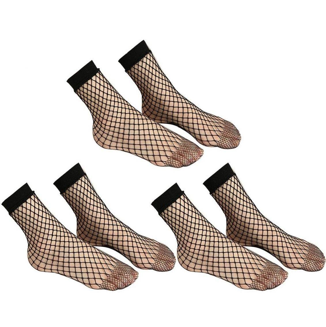 3 Pairs Women's Black Fishnet Socks - Elastic Ankle Short Socks with Hollow Out Mesh Design - Breathable Summer Tights for Casual Outfits, Parties, and Fashion Looks