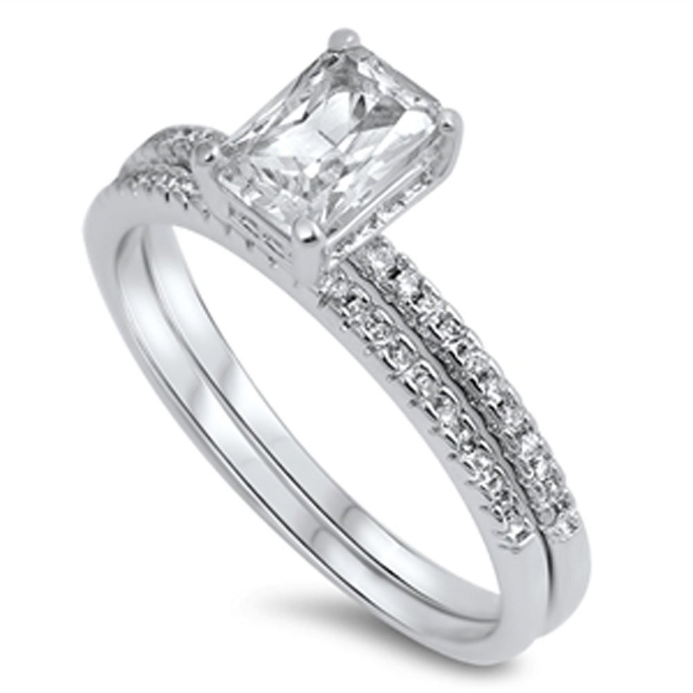 Sterling Silver Wedding Ring Set for Women - Elegant Bridal Band & Engagement Ring - Perfect for Proposals, Anniversaries & Special Occasions