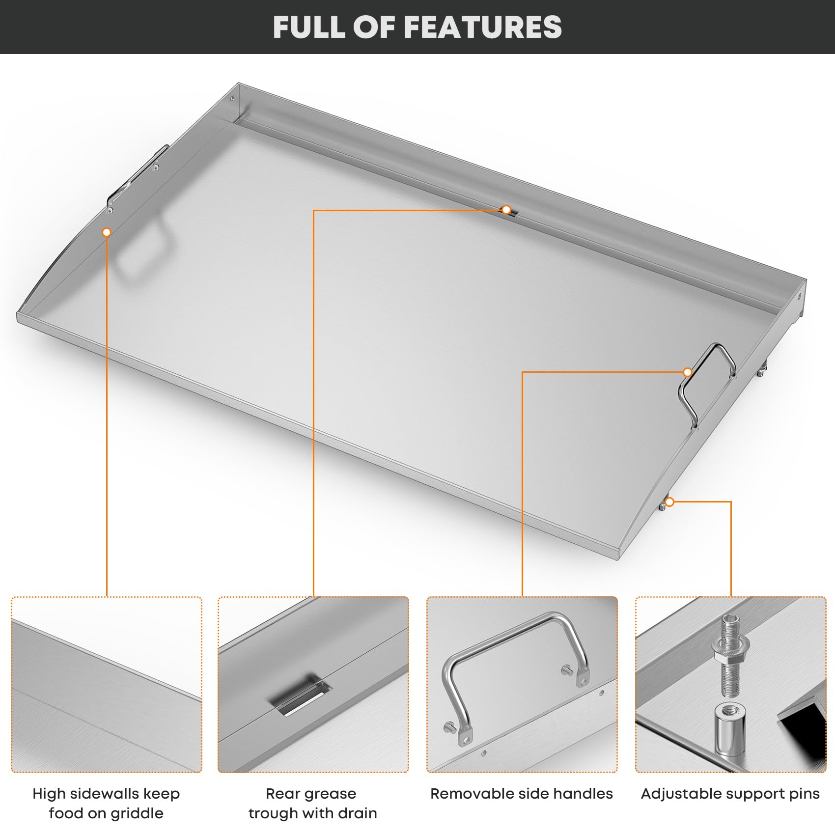 Stanbroil 36 Inch Stainless Steel Flat Top Griddle Replacement for Blackstone 36