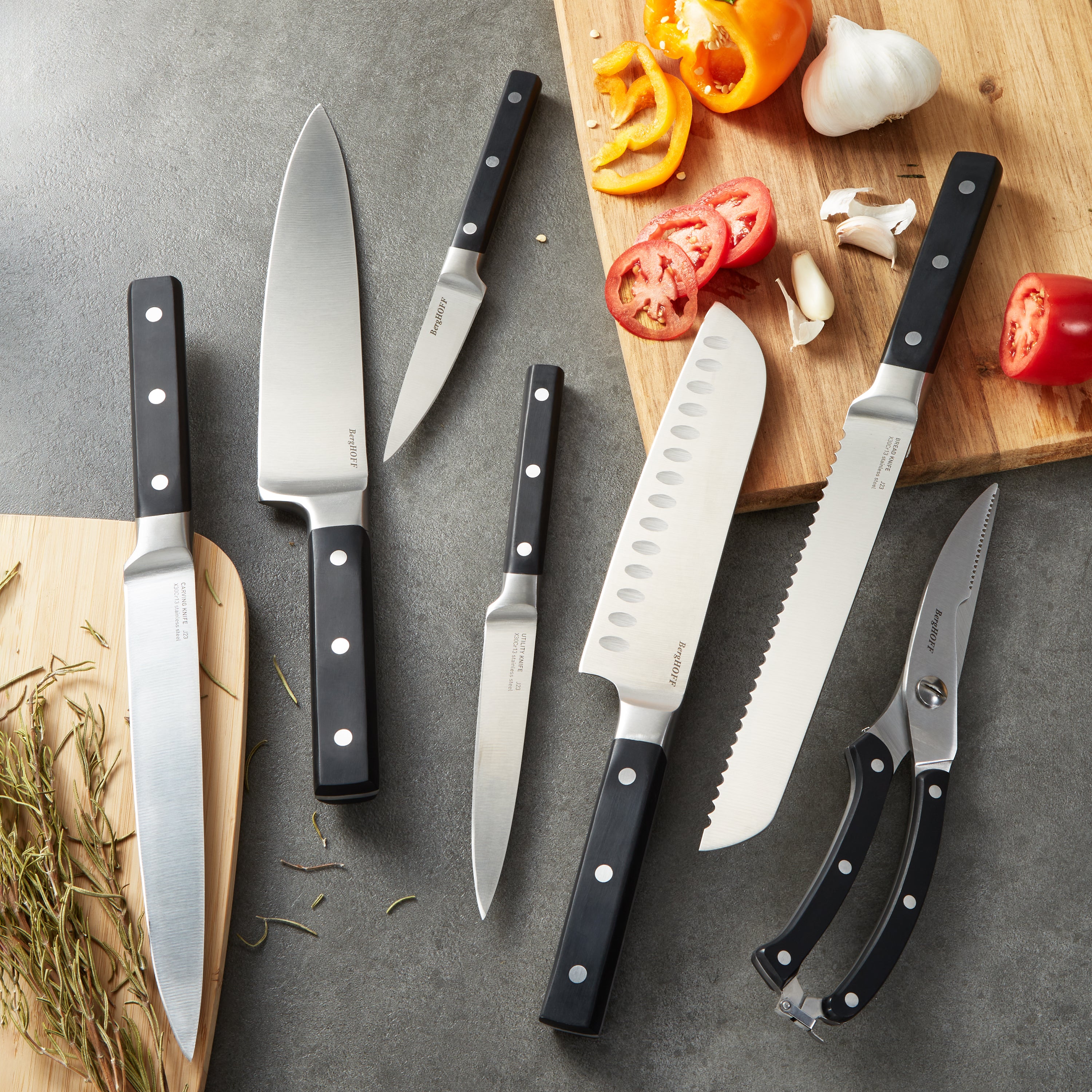 BergHOFF DiNA Gene 7-Piece Stainless Steel Knife Set - Premium Kitchen Knives for Chopping, Slicing & Dicing - Perfect for Home Chefs & Cooking Enthusiasts