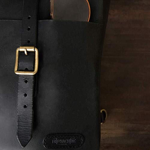 Trip Machine Company Black Leather Mini Pannier - Compact Motorcycle Saddlebag for Harley, Cruiser & Adventure Bikes - Perfect for Daily Commute & Road Trips