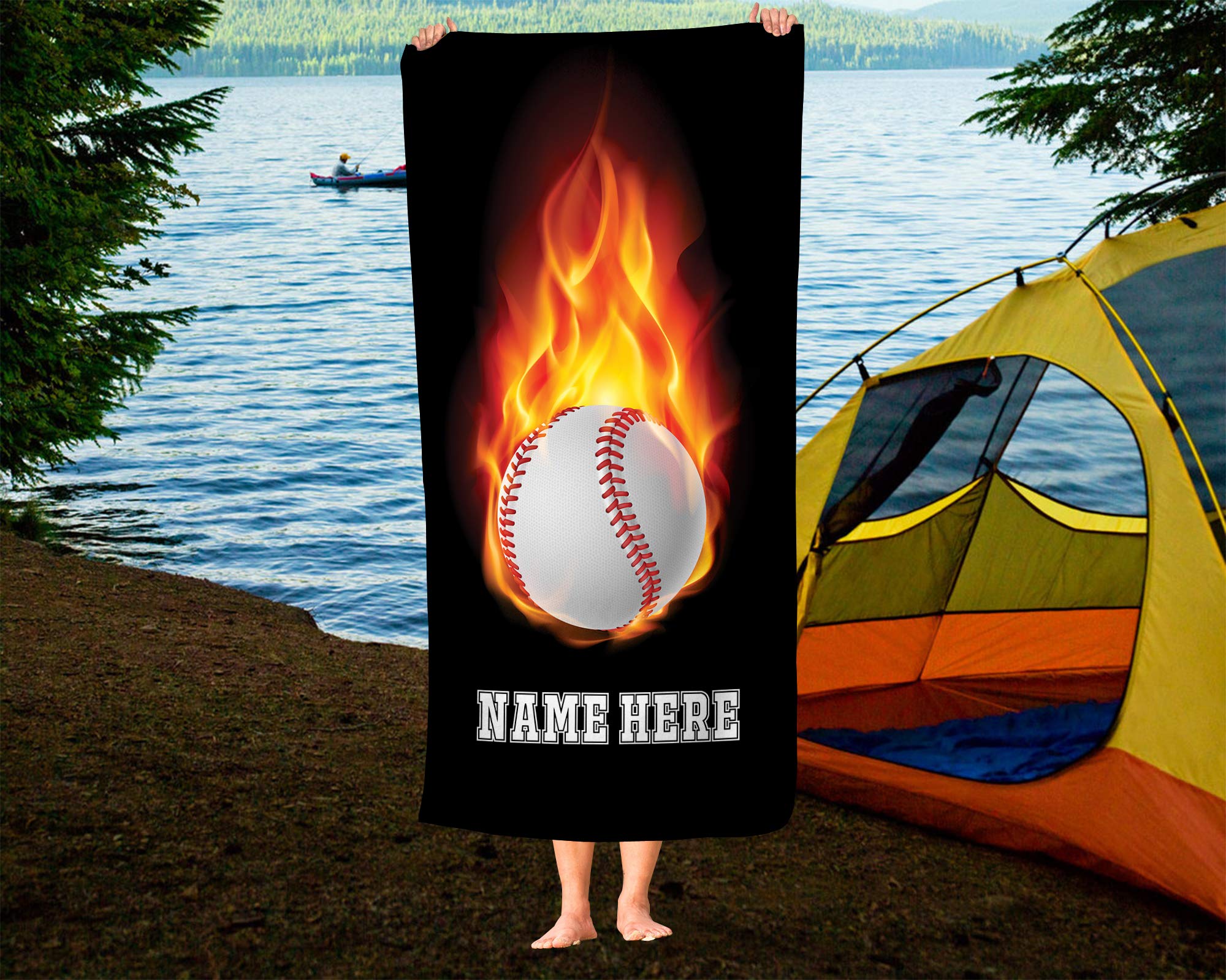 Custom Personalized Baseball Beach Towels for Kids - Tee Ball Players, Baseball Gloves & Equipment - Soft & Absorbent Bath & Hand Towels - Perfect for Games, Beach, Pool & Sports Activities