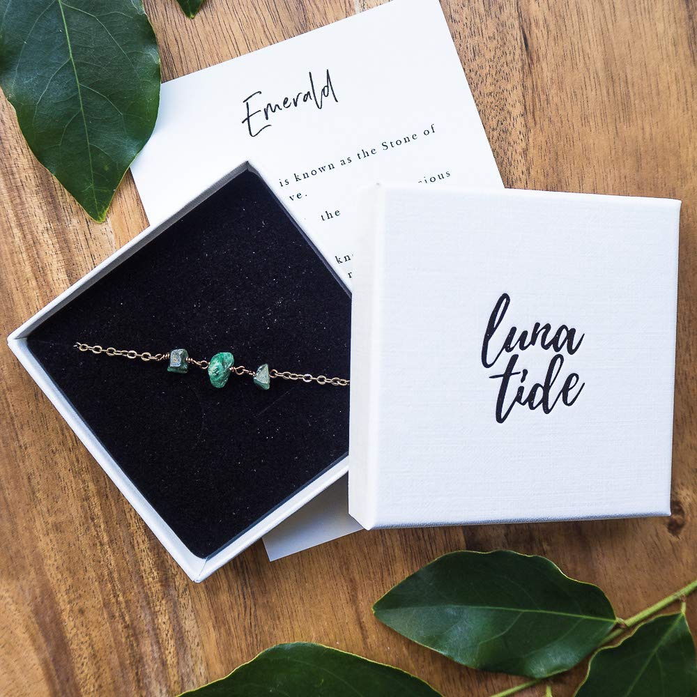 Emerald Beaded Chain Anklet in Bronze - Elegant Bohemian Jewelry for Women, Perfect for Summer Outfits, Beach Vacations & Boho Fashion Accessories