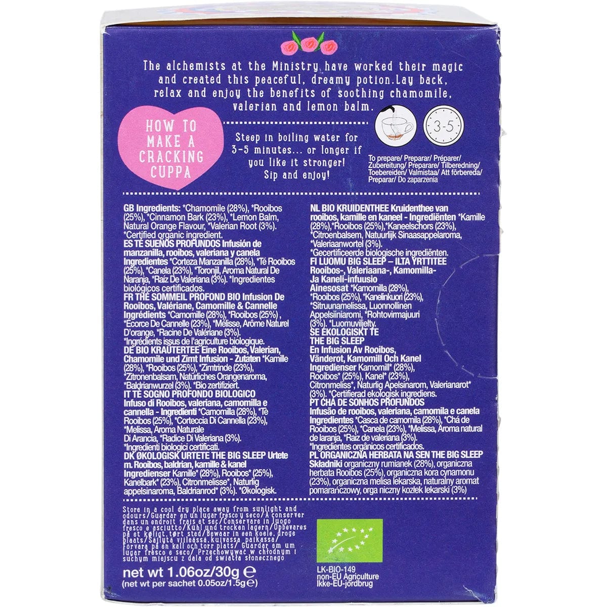 Ministry of Tea Organic The Big Sleep Herbal Tea Bags - 20 Count | Relaxing Bedtime Tea for Stress Relief & Better Sleep