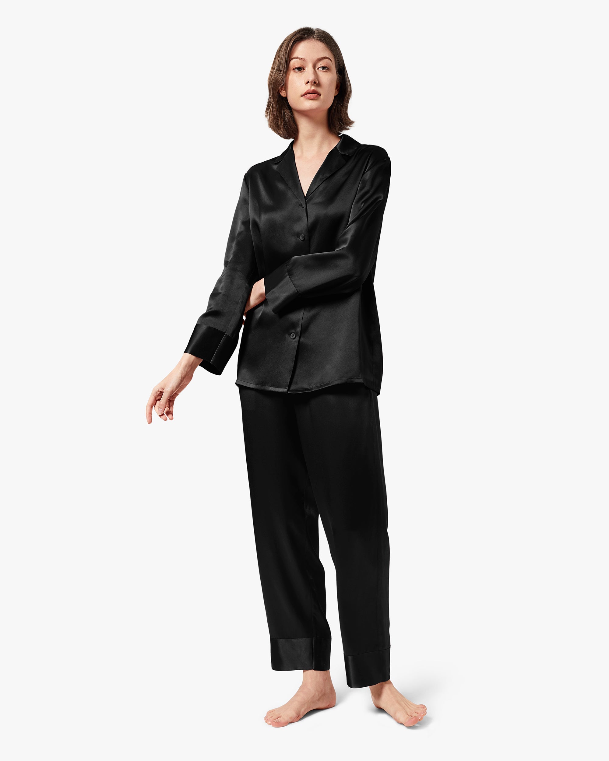 Women's Classic Silk Pajama Set - Soft & Comfortable Sleepwear for Lounge, Travel & Special Occasions