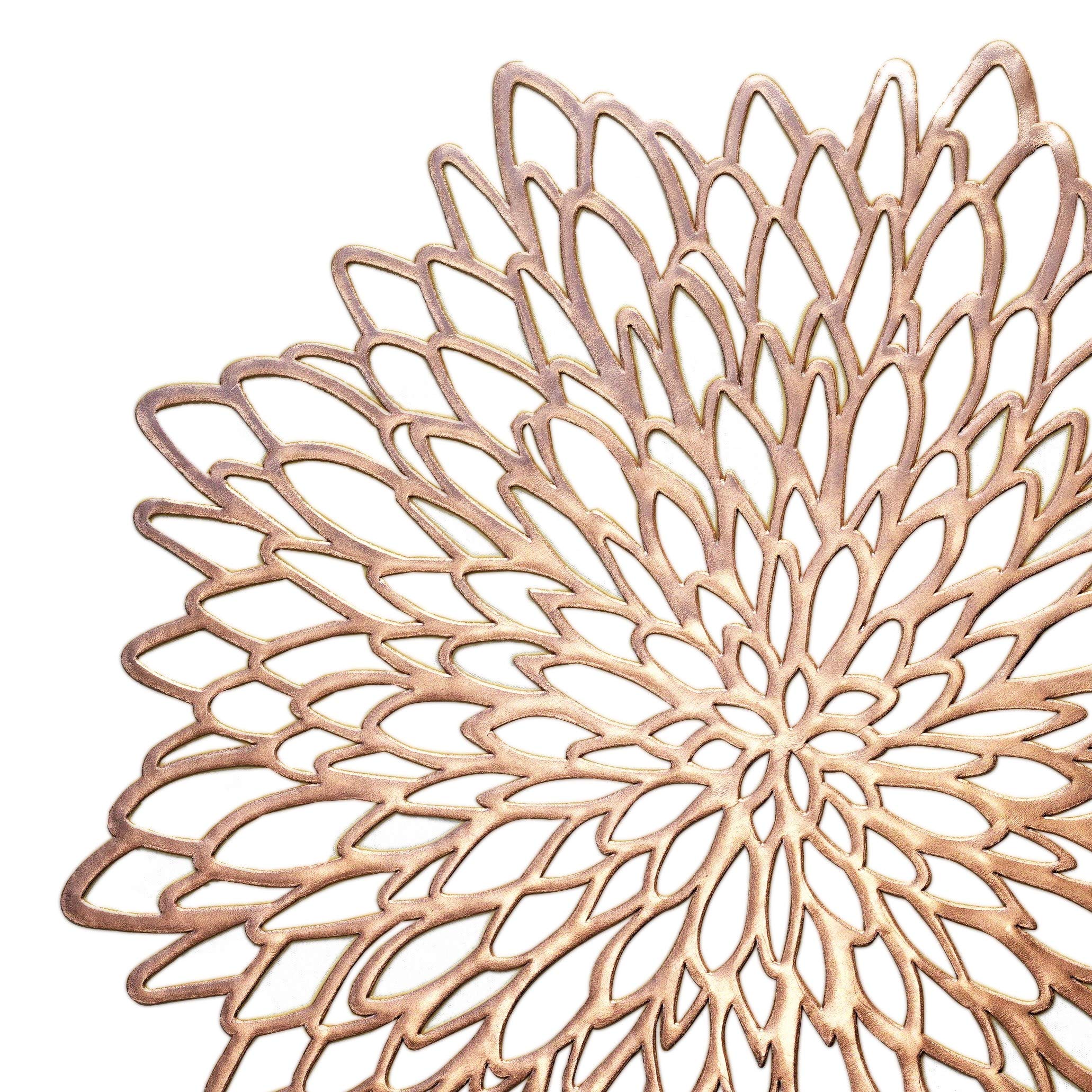 120-Pack Metallic Pressed Vinyl Placemats for Weddings & Events - Elegant Leaf Design in Rose Gold - Perfect for Table Settings, Party Decor, and Special Occasions