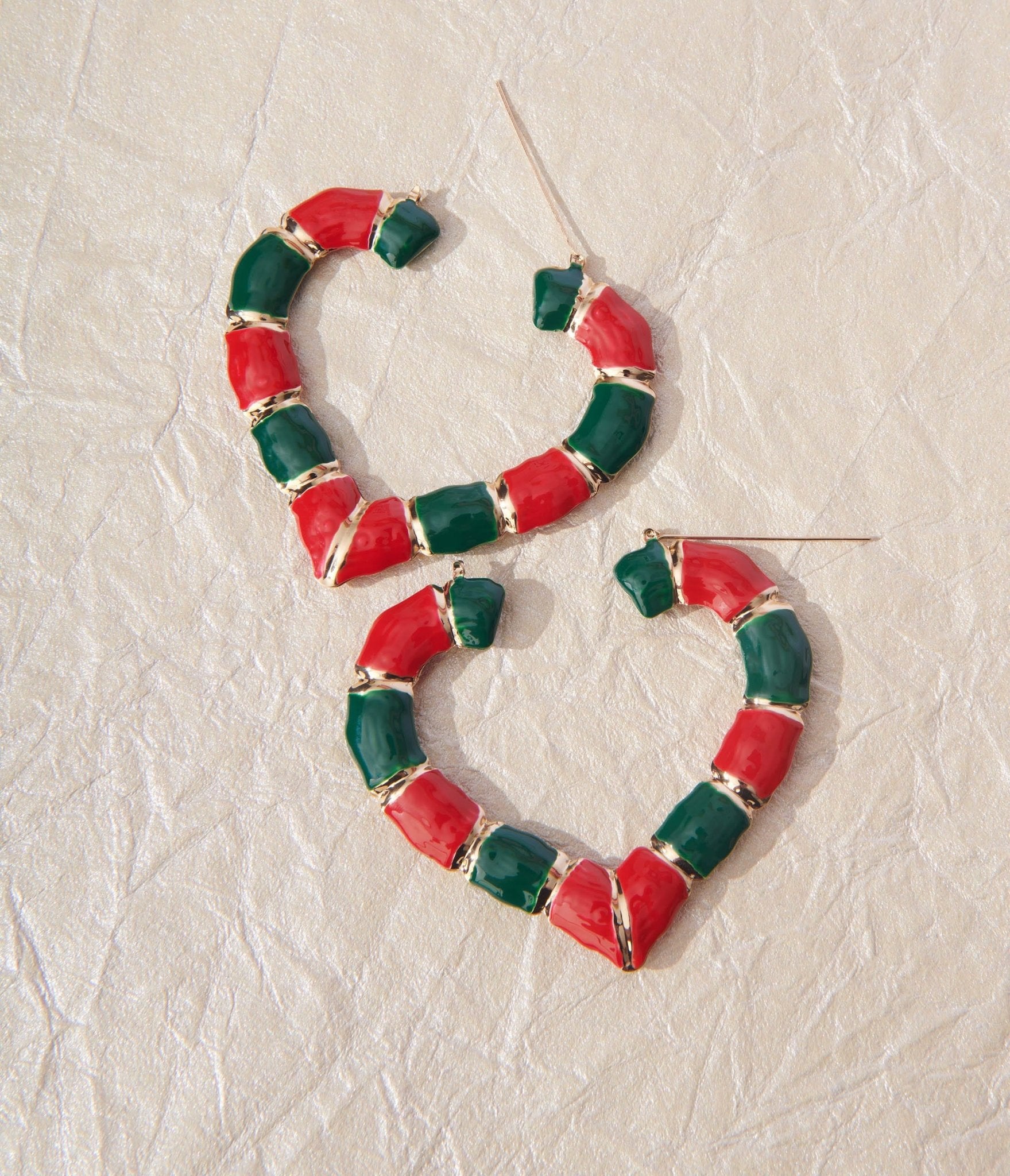 Stylish Green and Red Heart Hoop Earrings for Women - Valentine's Day Gift, Party Jewelry, Romantic Date Accessories