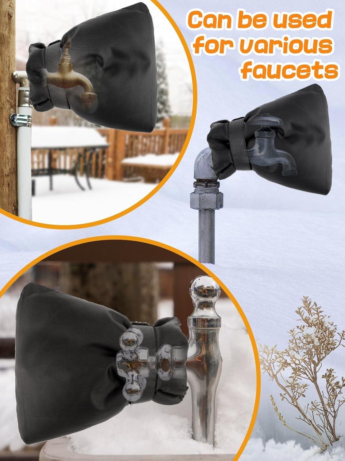 **4-Pack Thickened 8x6in Outdoor Faucet Covers for Winter - Insulated Freeze Protection, Waterproof Garden Spigot Covers for Hose Bibs | Perfect for Winterizing Outdoor Faucets, Pipes & Preventing Frozen Water Damage**