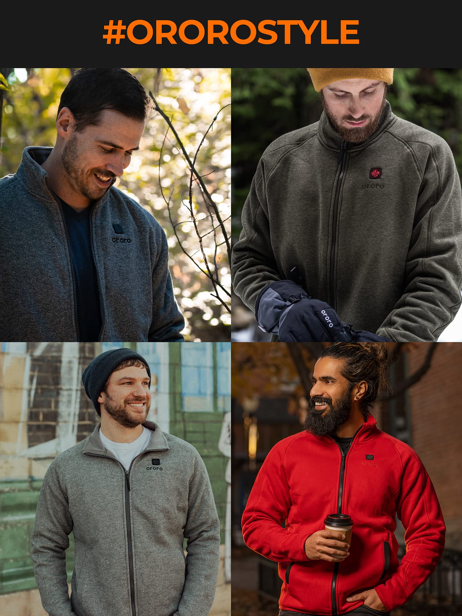ORORO Men's Heated Fleece Jacket with Rechargeable Battery - Winter Warm Electric Heated Coat for Outdoor Activities, Hunting, Camping & Work