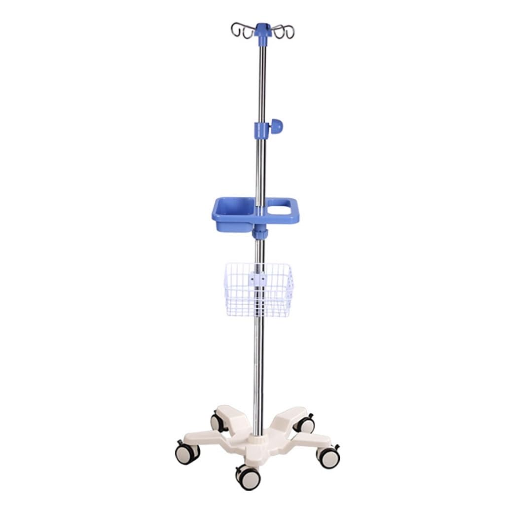 Adjustable IV Pole Stand with Silent Brake Wheels & 4 Hooks - 43.3 to 83 Inches Height - Stainless Steel Medical Equipment with Wide Base for Stability - Perfect for Hospitals, Clinics & Home Healthcare Use
