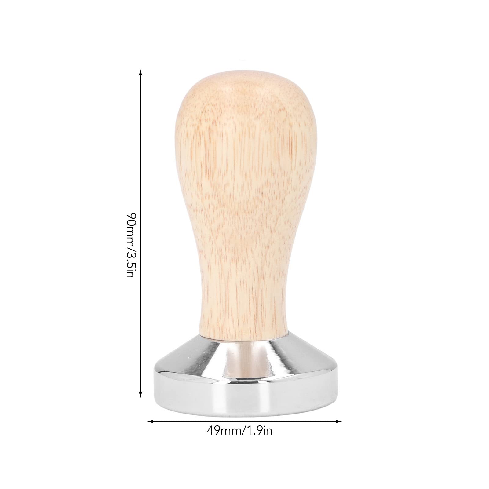 Premium 49mm Espresso Tamper - Stainless Steel Coffee Press with Wooden Handle, Flat Base for Perfect Espresso Extraction - Ideal for Home Baristas & Coffee Shops