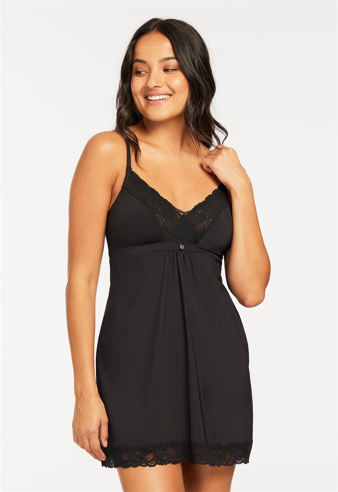 Bust Support Chemise with Removable Cup Insert - Comfortable Lingerie for Sleep & Lounge Wear