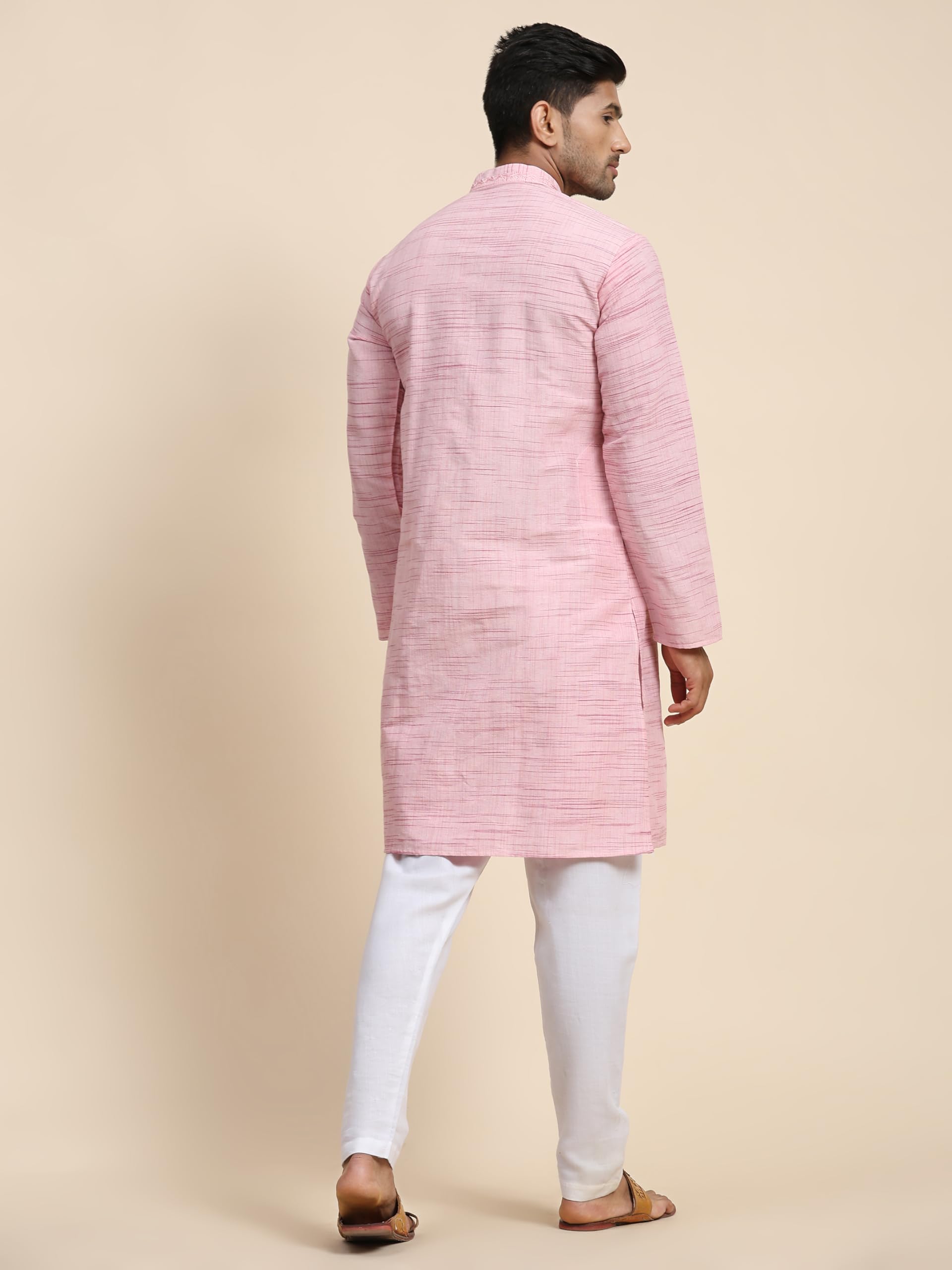 SKAVIJ Men's Embroidered Cotton Blend Kurta Pajama Set | Traditional Indian Ethnic Wear for Men | Perfect for Weddings, Festivals & Cultural Events