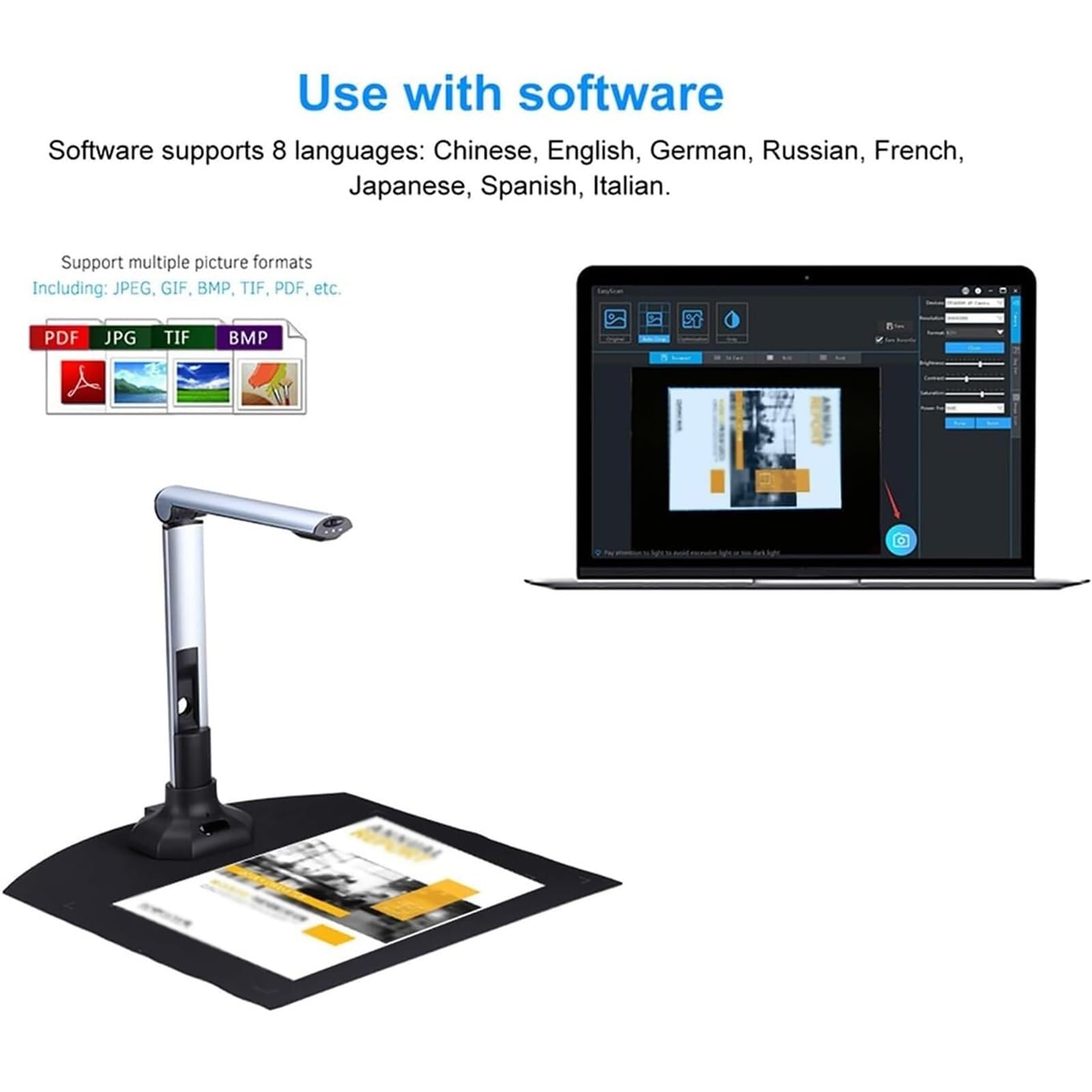 High-Speed A3 Large Format Book Scanner - 10MP HD Portable Document Camera Scanner with USB 2.0 for Books, ID Cards & Archives | Perfect for Libraries, Offices & Digitizing Historical Documents
