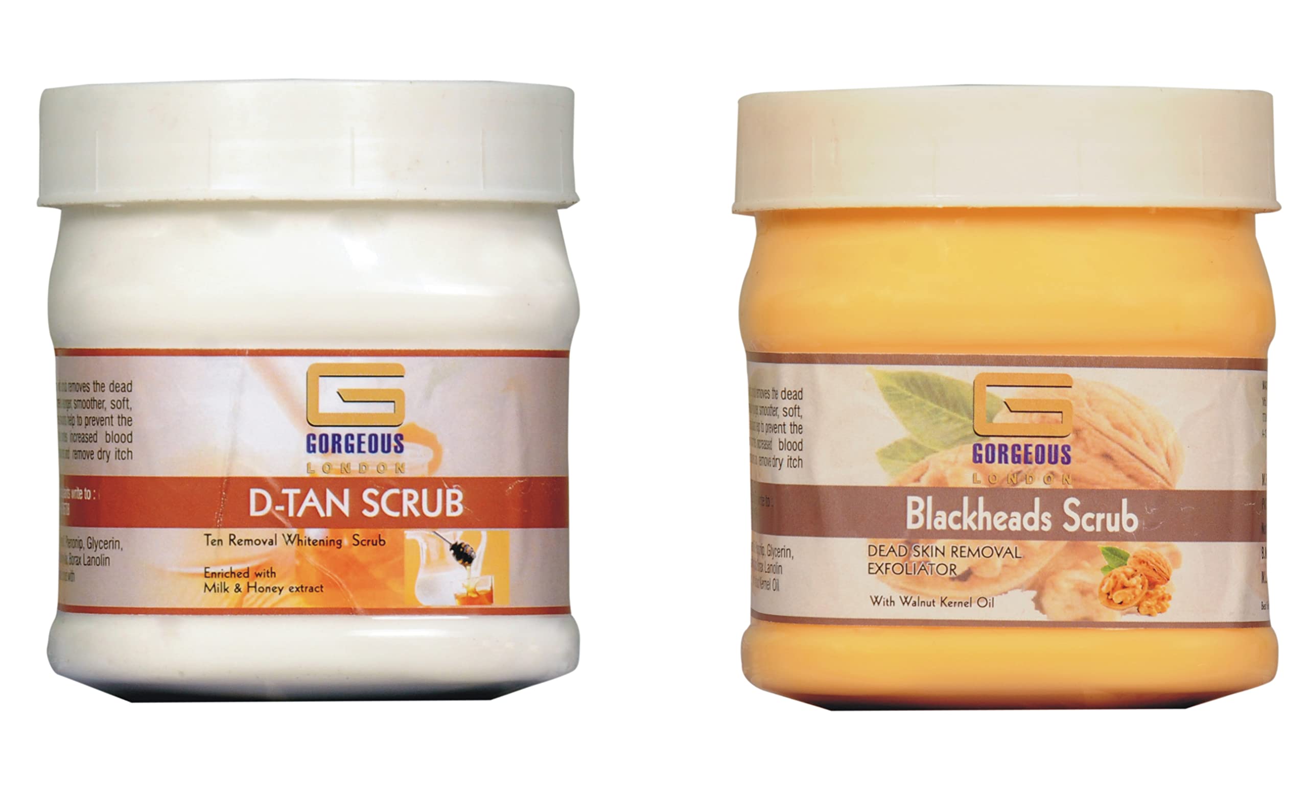 London D-Tan Scrub & Blackhead Scrub Combo Pack (2 x 450ml) - Deep Exfoliation for Glowing Skin | Perfect for Facial & Body Care Routine