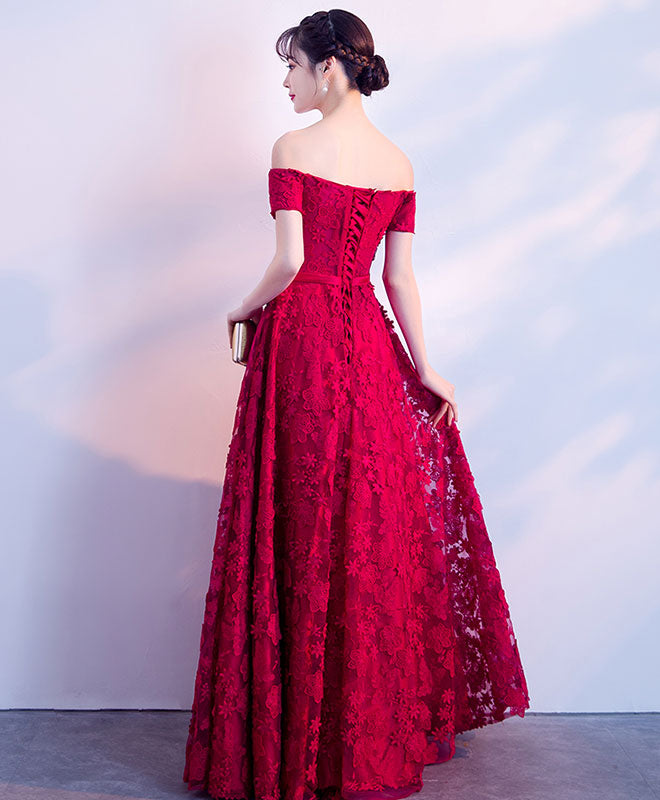 Elegant Burgundy Lace Long Prom Dress & Evening Gown - Perfect for Homecoming, Formal Dances & Special Occasions