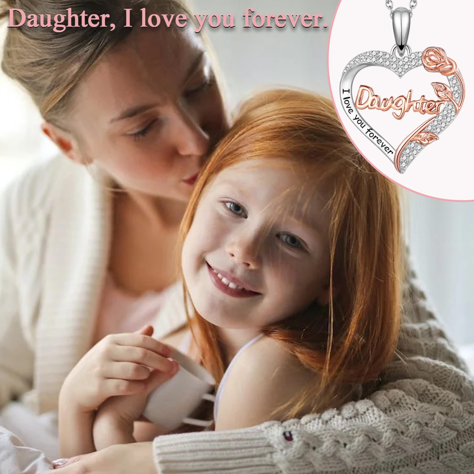 Nana Mom Daughter Necklace - Rose Heart Pendant Jewelry Gift for Grandma, Mother & Daughter | Birthday, Christmas, Wedding, Retirement Present for Women & Teen Girls | Perfect for Family Reunions, Mother's Day & Special Occasions