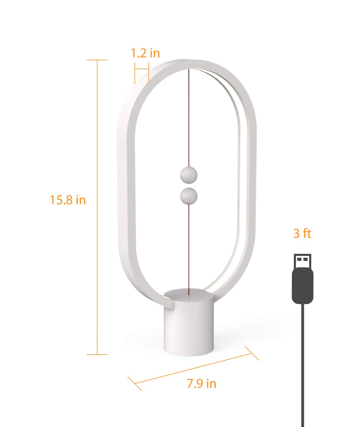 Heng Balance LED Table Lamp - USB Powered, Mid-Air Switch, Eye-Care Warm Light for Office & Home Decor | Modern Desk Lamp with Contemporary Soft Lighting (Wyoming White) - Perfect for Reading, Working & Creating Cozy Atmosphere