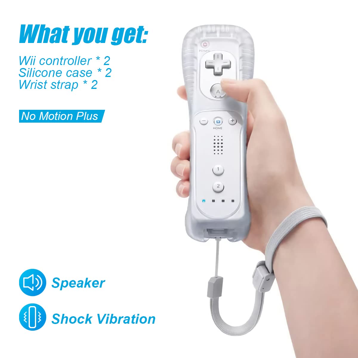 Original Wii Controller 2 Pack with Silicone Case & Wrist Strap - Compatible with Wii U & Wii Consoles - Wireless Motion Remote for Gaming (White) - Perfect for Family Game Nights & Interactive Play