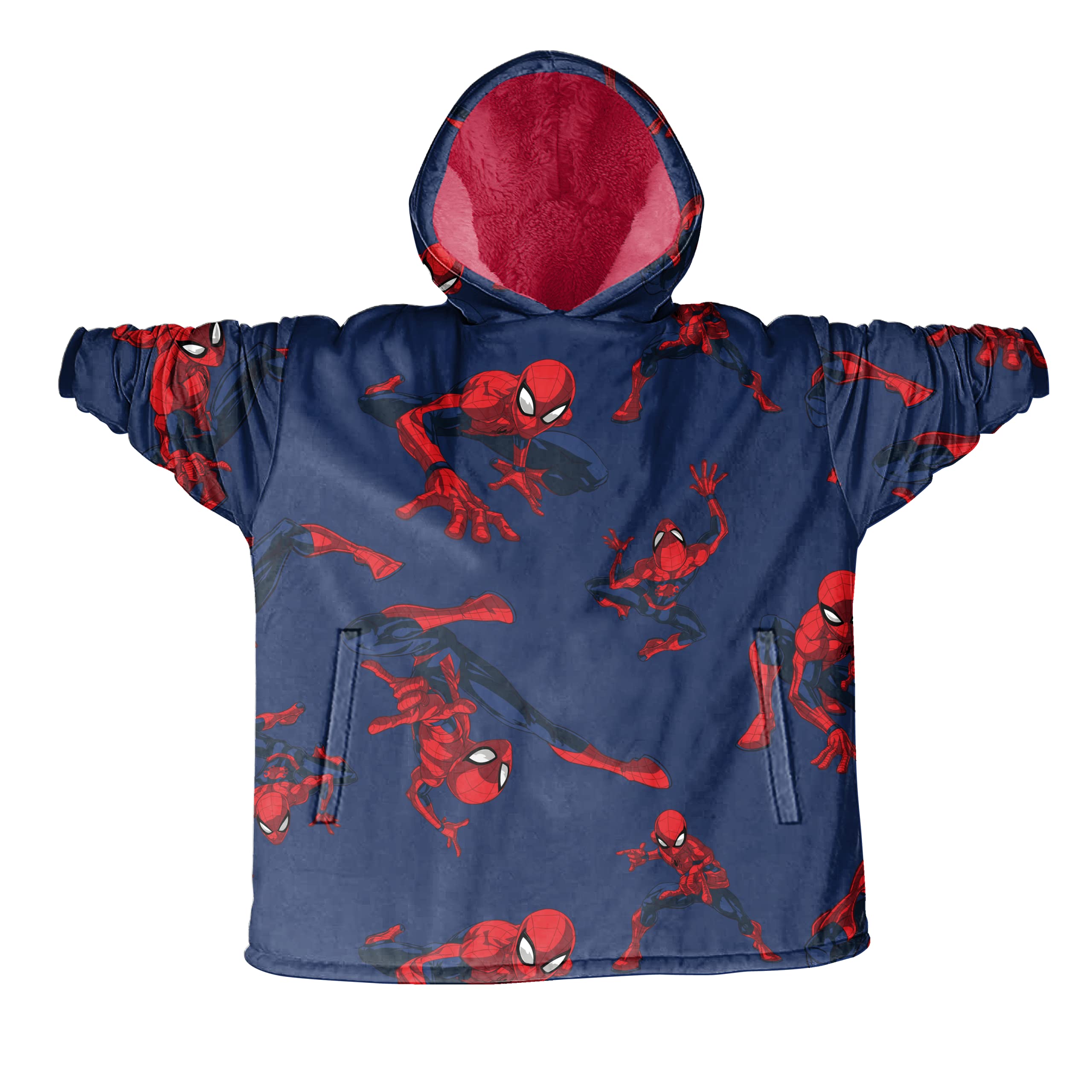 Marvel Spider-Man Wearable Blanket Hoodie for Kids - Soft Superhero Costume Blanket with Hood - Perfect for Sleepovers, Movie Nights & Winter Lounging