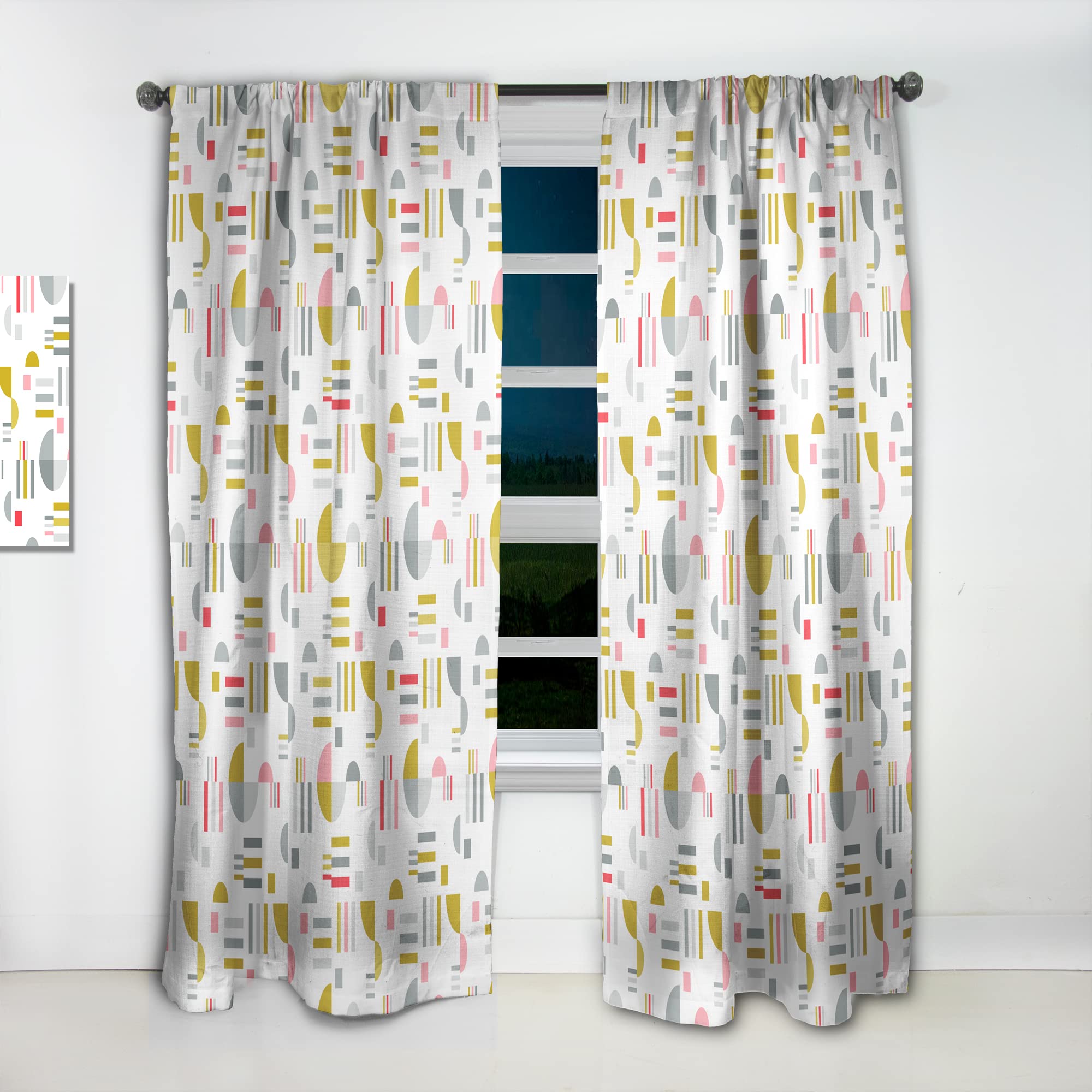DesignQ Retro Abstract XVI Thermal Insulated Curtain Panel - 52x84 Inches - Blackout Drapes for Bedroom & Living Room - Modern Home Decor for Windows, Apartments, and Office Spaces