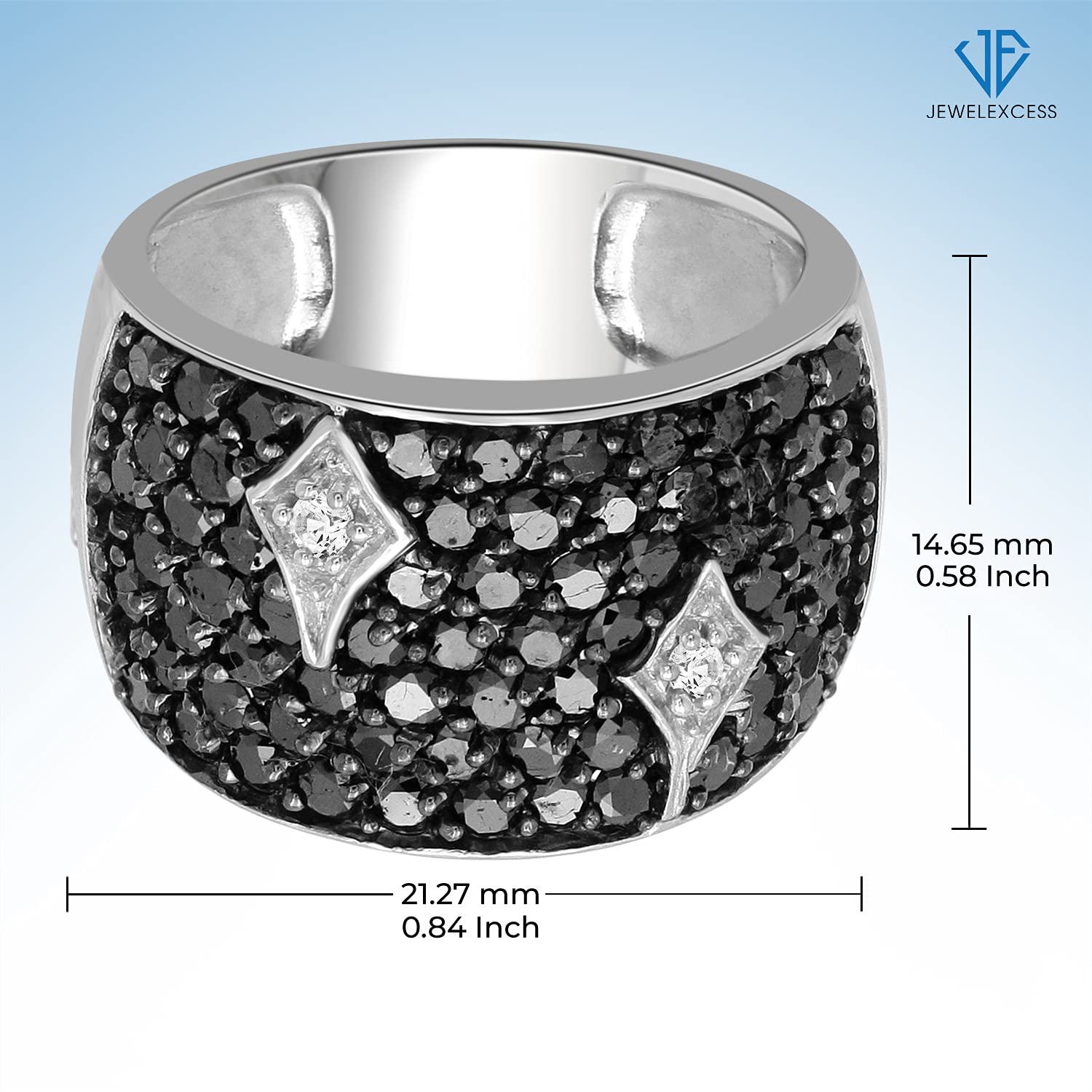 JEWELEXCESS 2.00 Carat Black & White Diamond Ring in Sterling Silver - Elegant Wedding Band, Anniversary Gift for Her, Perfect for Special Occasions & Evening Events