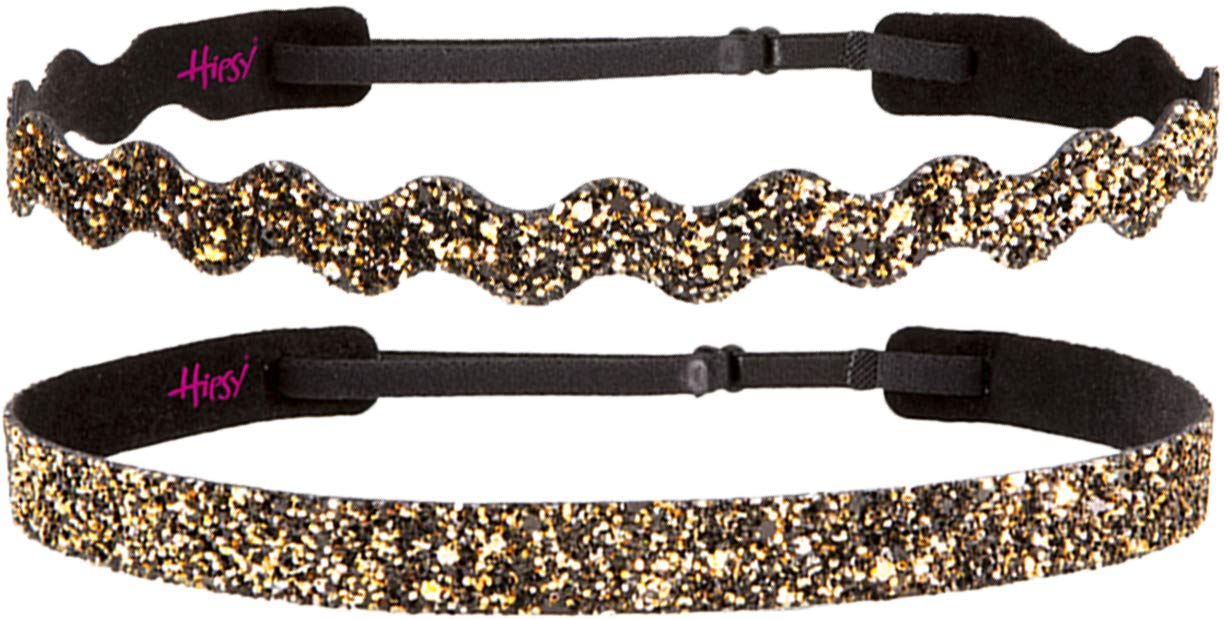 Sparkly Adjustable No-Slip Bling Headbands for Women, Girls & Teens - 2 Pack Mixed Glitter Diva Style - Perfect for Parties, Workouts, and Everyday Fashion