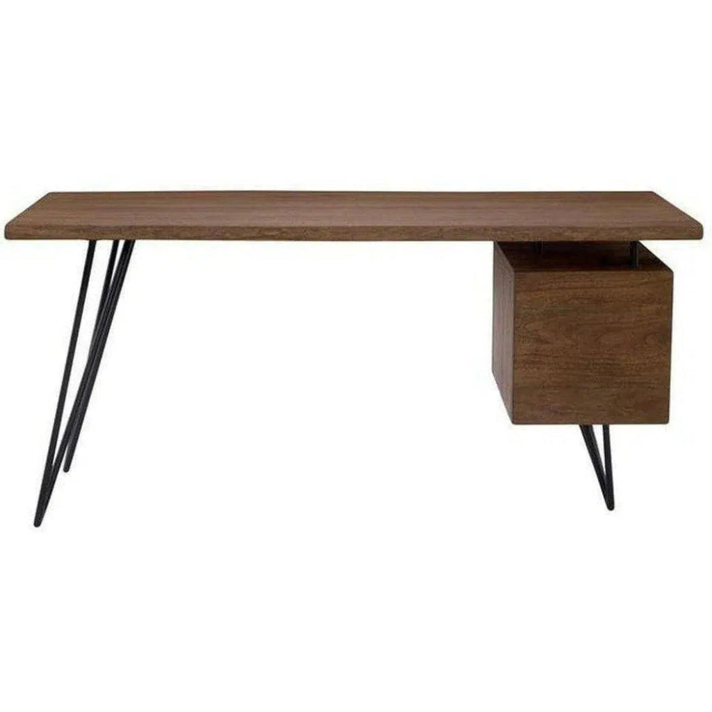64 Inch Industrial Brown Wooden Desk - Sturdy & Spacious Home Office Desk for Work, Study & Gaming