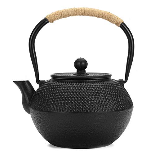 1.2L Japanese Tetsubin Style Cast Iron Tea Pot with Strainer - Traditional Iron Teapot for Brewing Loose Leaf Tea, Perfect for Home, Office or Tea Ceremony Use