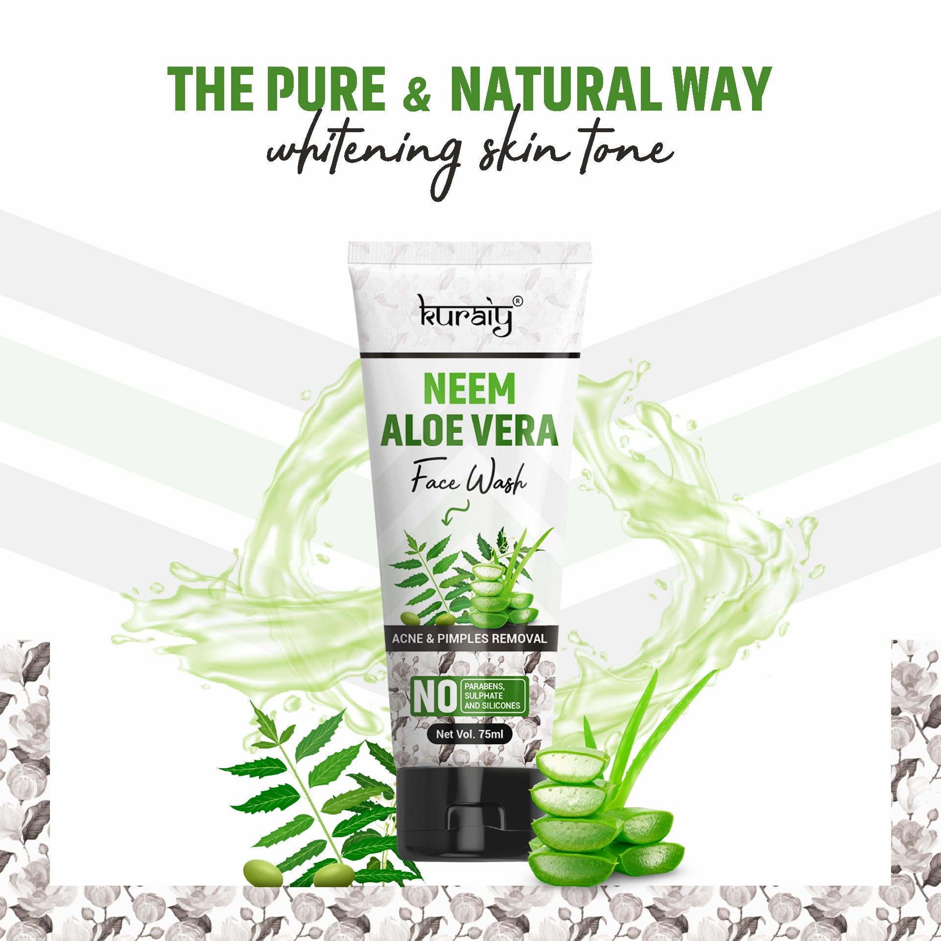 Best Active Neem Tulsi & Aloe Vera Face Wash for Acne-Prone Skin - 75ml | Gentle Cleanser for Oily & Sensitive Skin | Perfect for Daily Skincare Routine & Teenage Acne Treatment