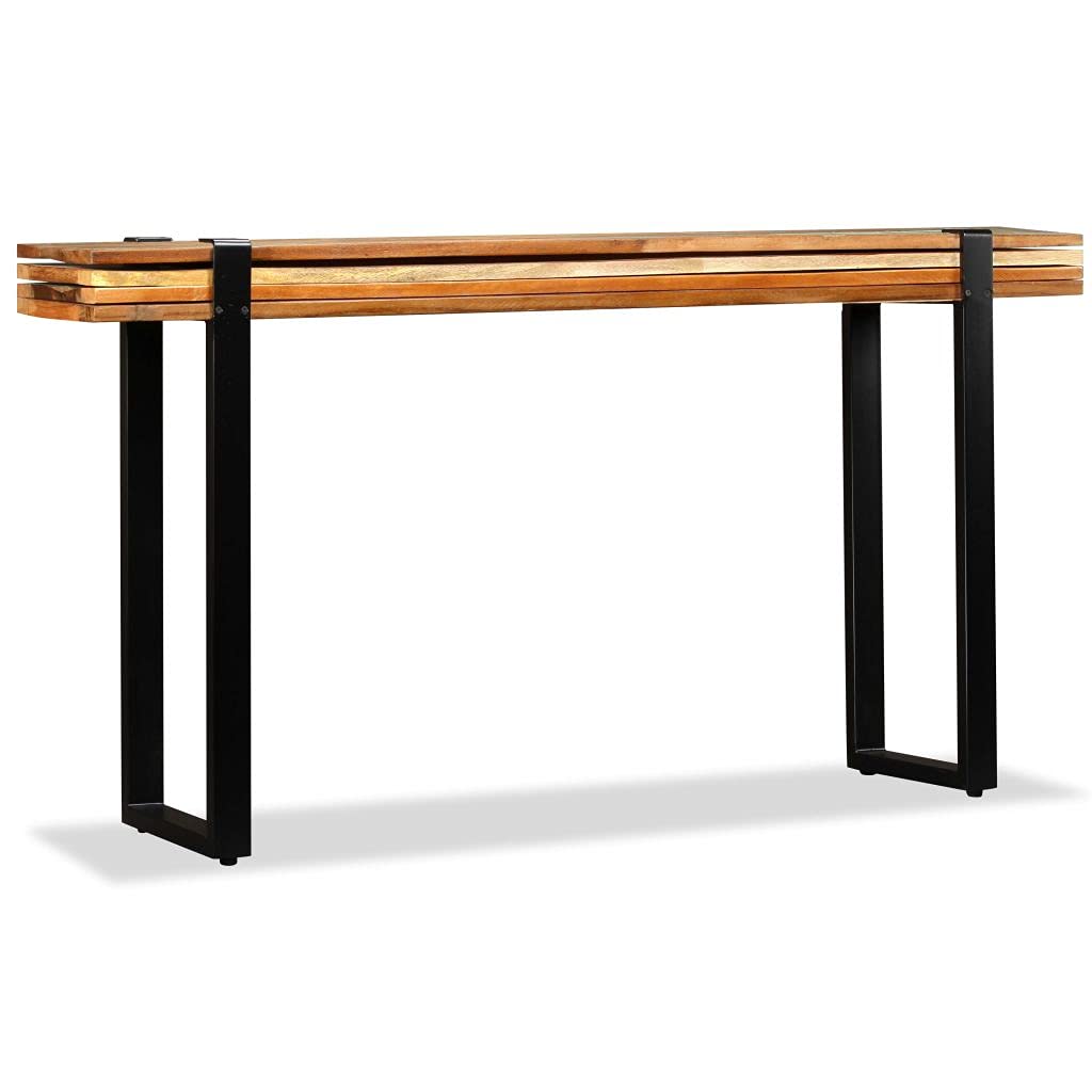 Rustic Solid Reclaimed Wood Adjustable Console Sofa Table - End Table, Computer Desk & Coffee Snack Table for Living Room, Corridor or Hallway | Fast Shipping | Perfect for Small Spaces, Home Office & Entertainment Areas