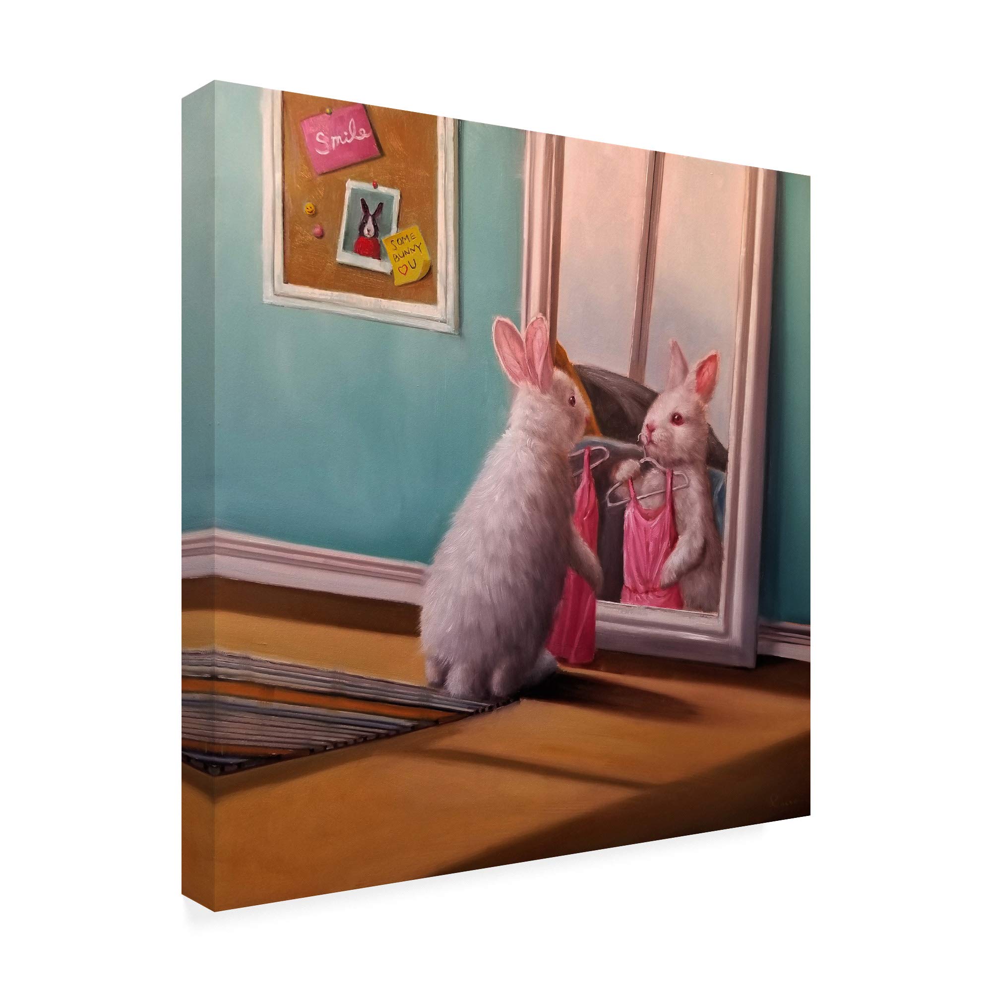 Trademark Fine Art - 18x18 Inches Date Night Rabbit Painting by Lucia Heffernan - Romantic Wall Decor for Bedroom, Living Room & Gift Ideas