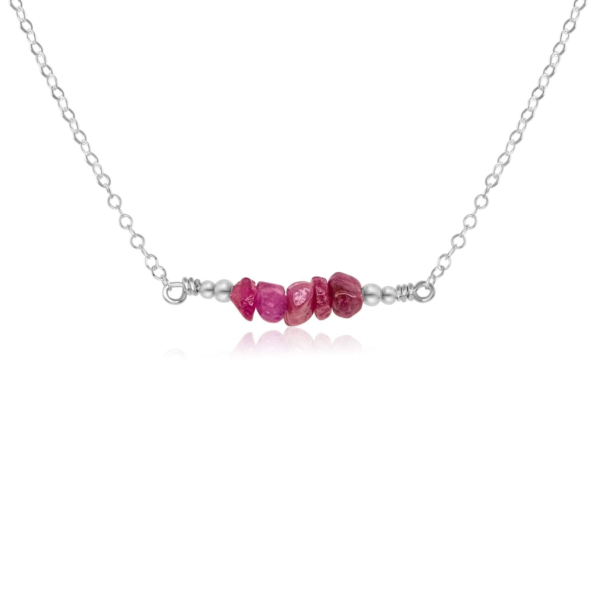 Ruby Chip Bead Bar Necklace - Elegant Dainty Jewelry for Women | Perfect for Weddings, Parties & Everyday Wear